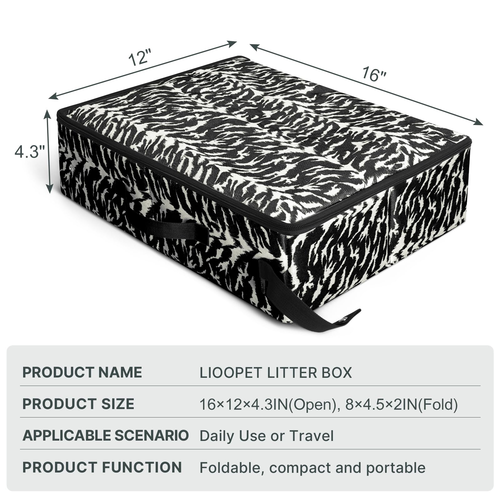 Lioopet Travel Cat Litter Box Portable Foldable 16X12X4.3In Camo For Hotels & Road Trips