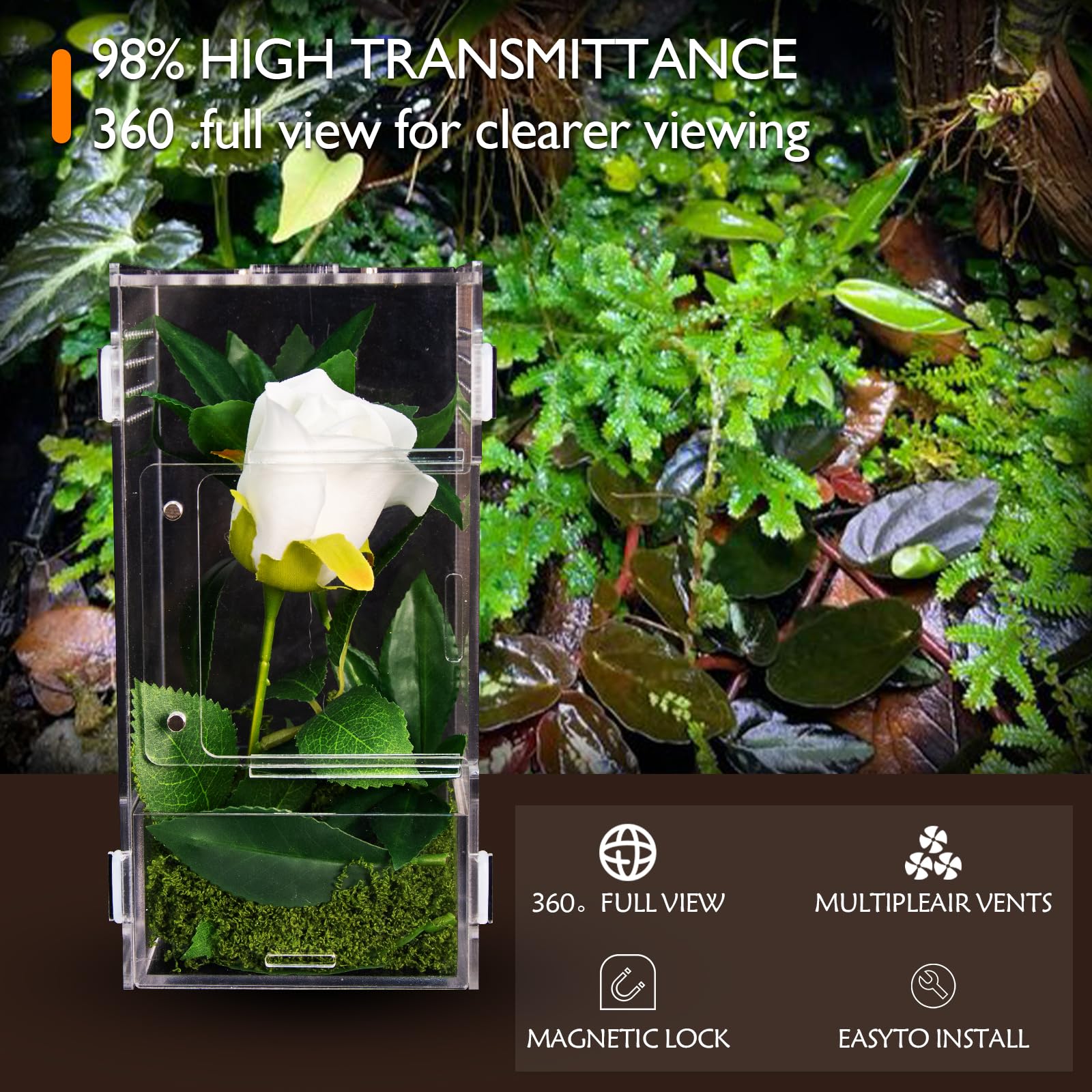 Acrylic Jumping Spider Enclosure, 6 * 6 * 9 Inch Large Tarantula Enclosure With Front And Top Opening Door For Tarantula, Insect
