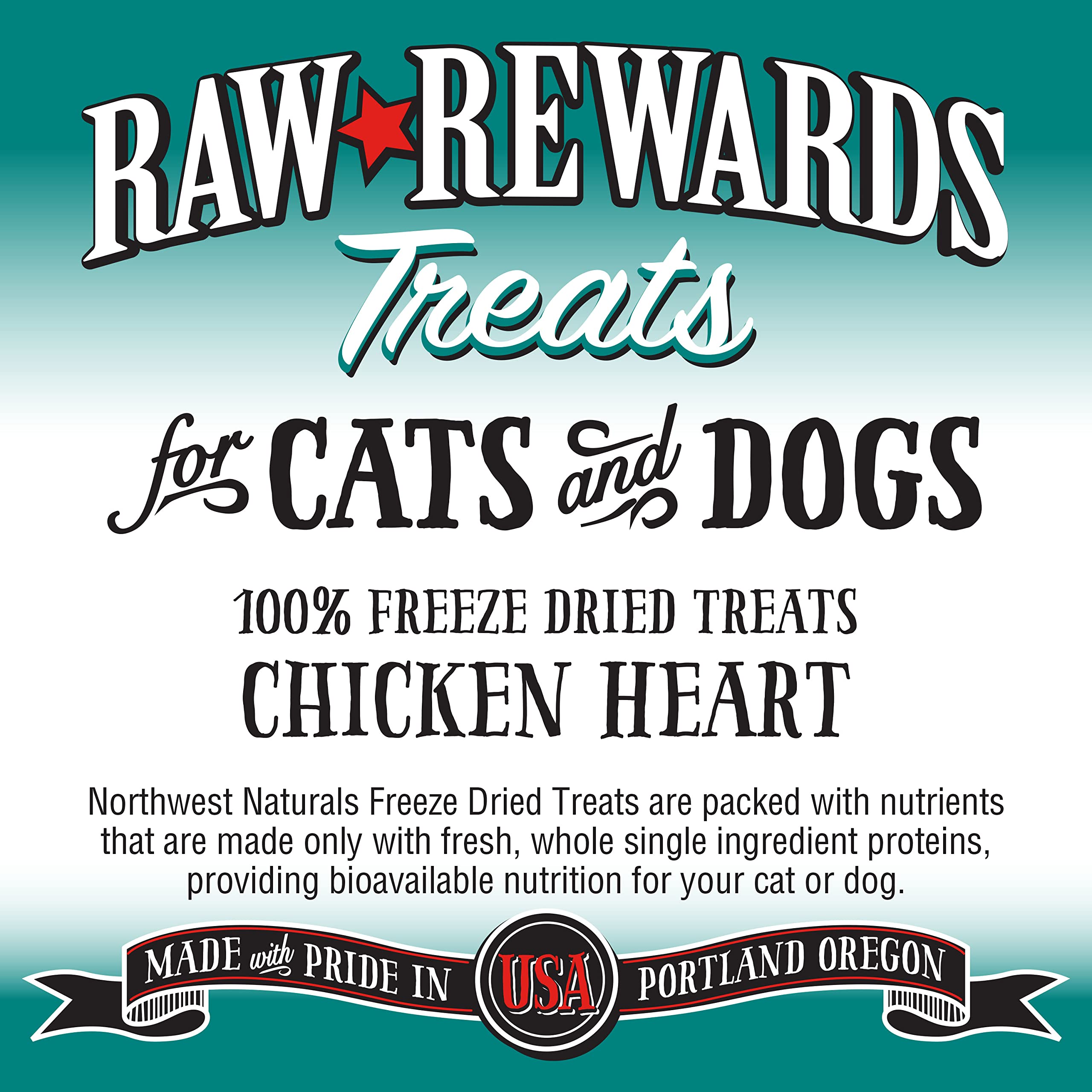 Northwest Naturals Raw Rewards Freeze-Dried Chicken Heart Treats for Dogs and Cats - Bite-Sized Pieces - Healthy, 1 Ingredient,