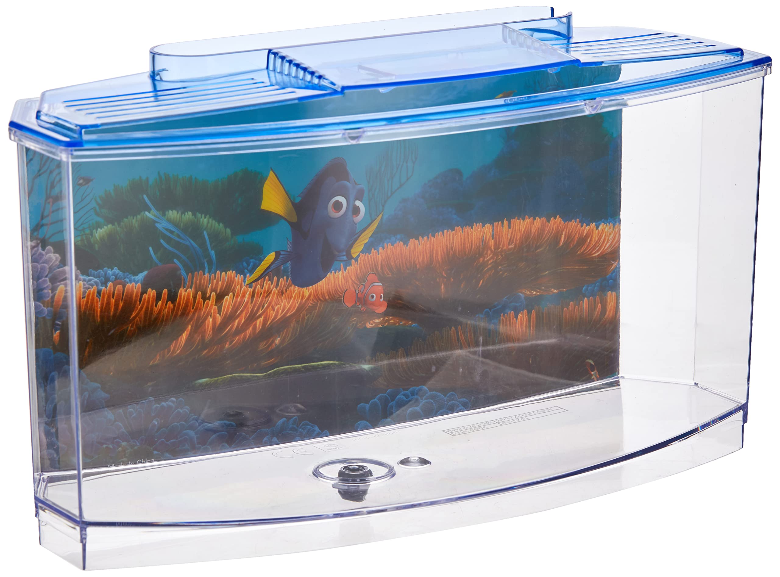 Penn-Plax Finding Dory Betta Aquarium Fish Tank Kit | 0.7 Gallon Size | Includes Décor, Background, And Lid
