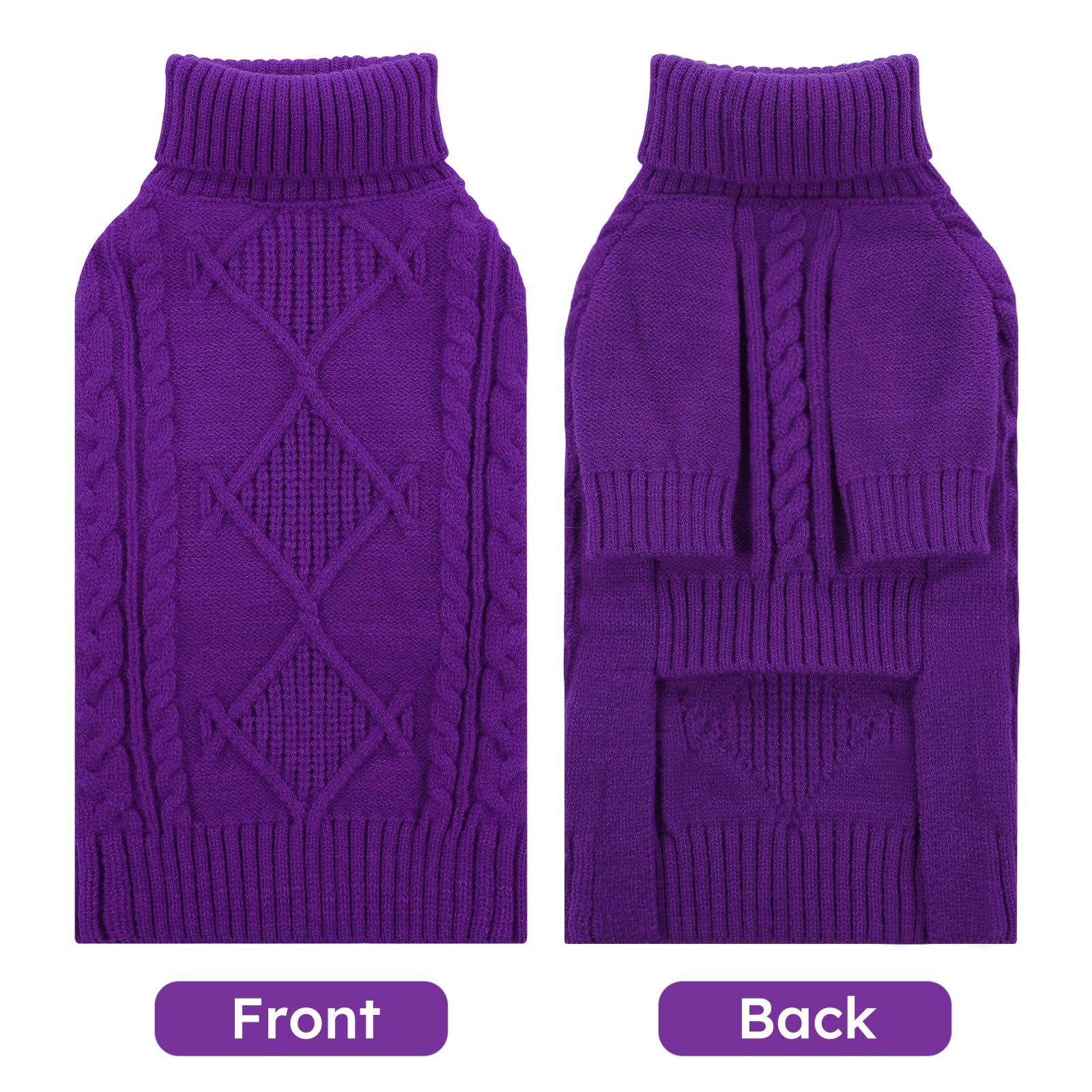 Asenku Knitted Dog Sweater, Big Winter Pullover, Turtleneck, Warm Pet Outfit For Large & Medium Dogs, Boys & Girls