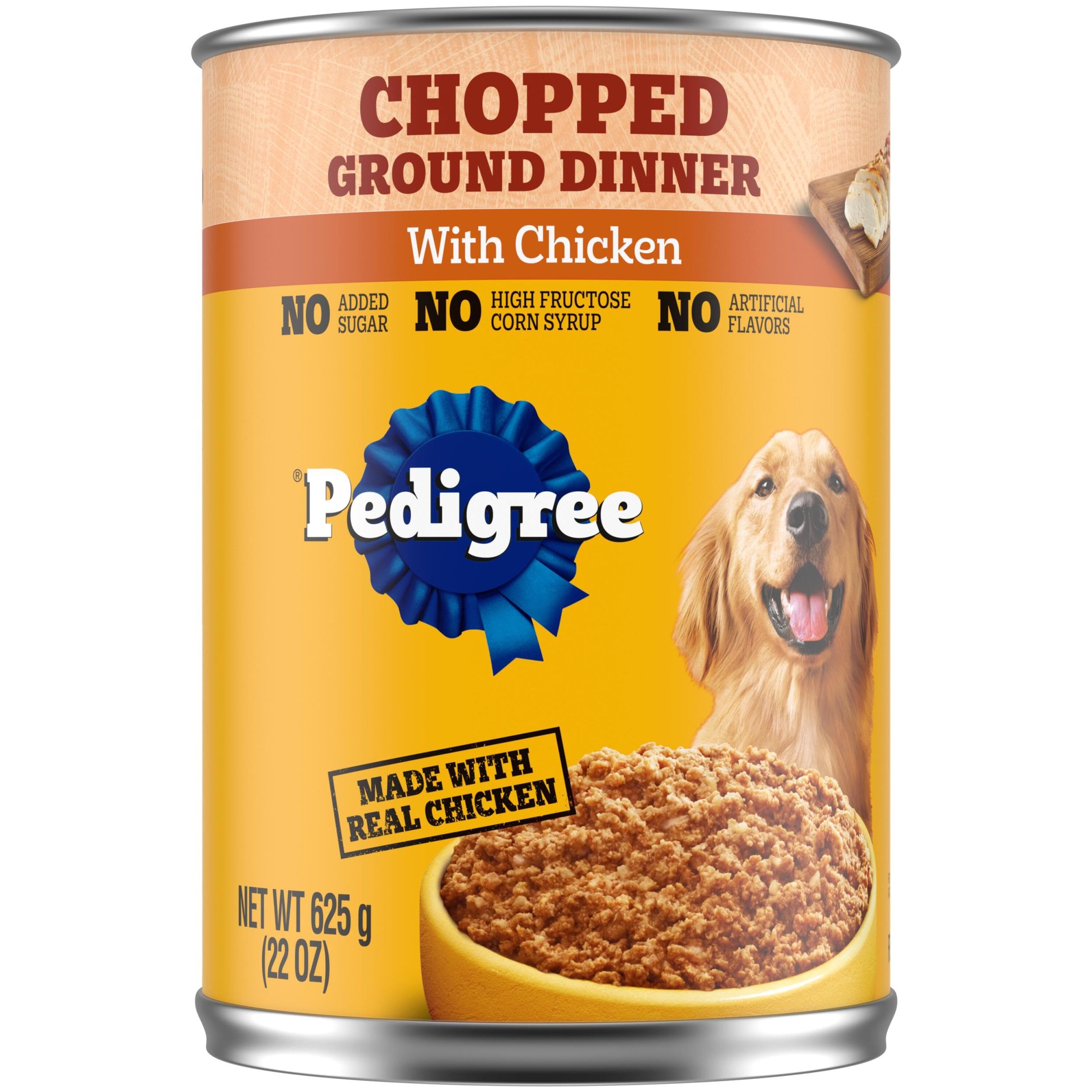 Pedigree Chopped Ground Dinner Adult Canned Soft Wet Dog Food With Chicken, 22 oz. Cans (12 Count, Pack of 1)