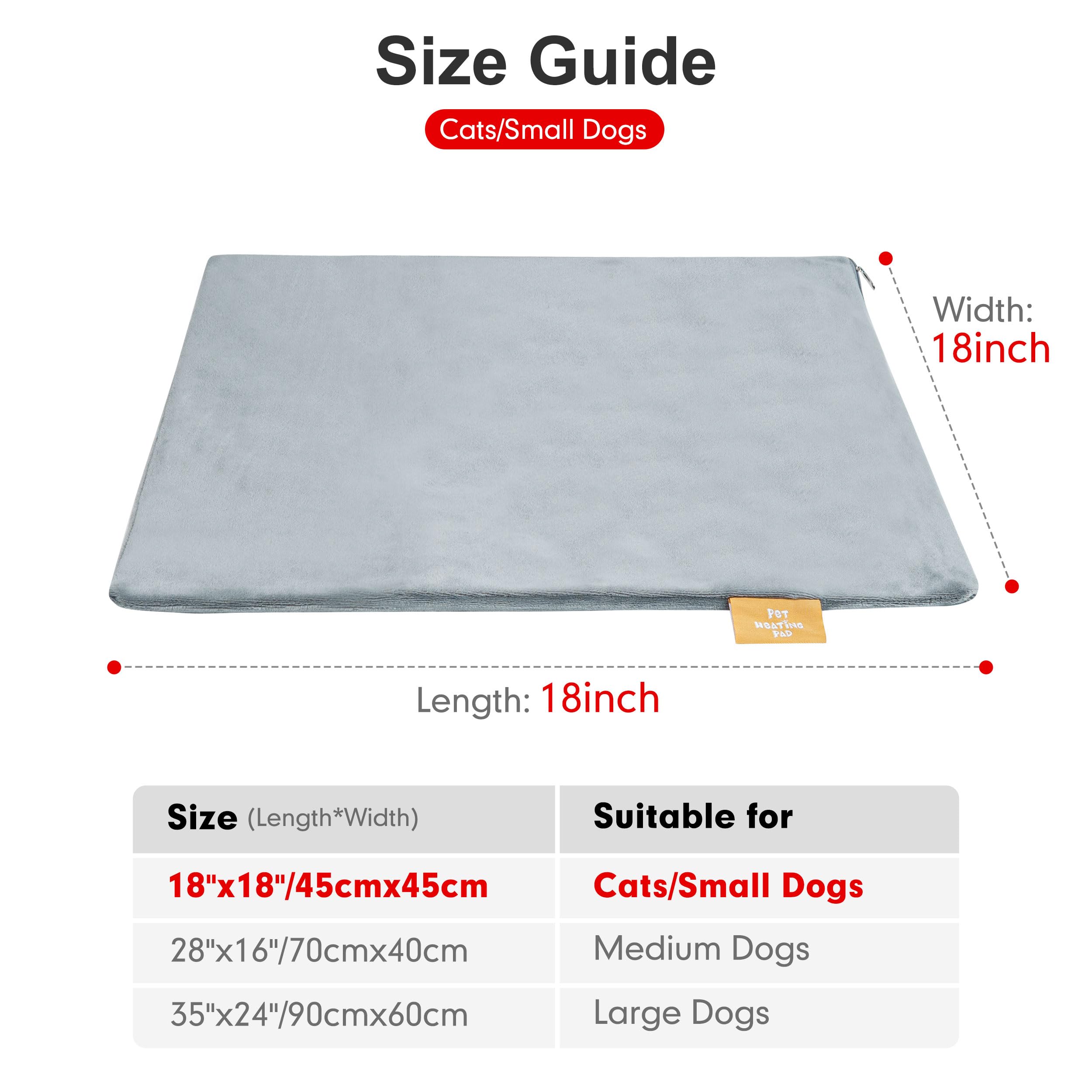 Azuza Pet Heating Pad For Dogs And Cats, 6 Adjustable Temperature With Timer, Waterproof And Chew-Resistant Cord, Comfortable Fa