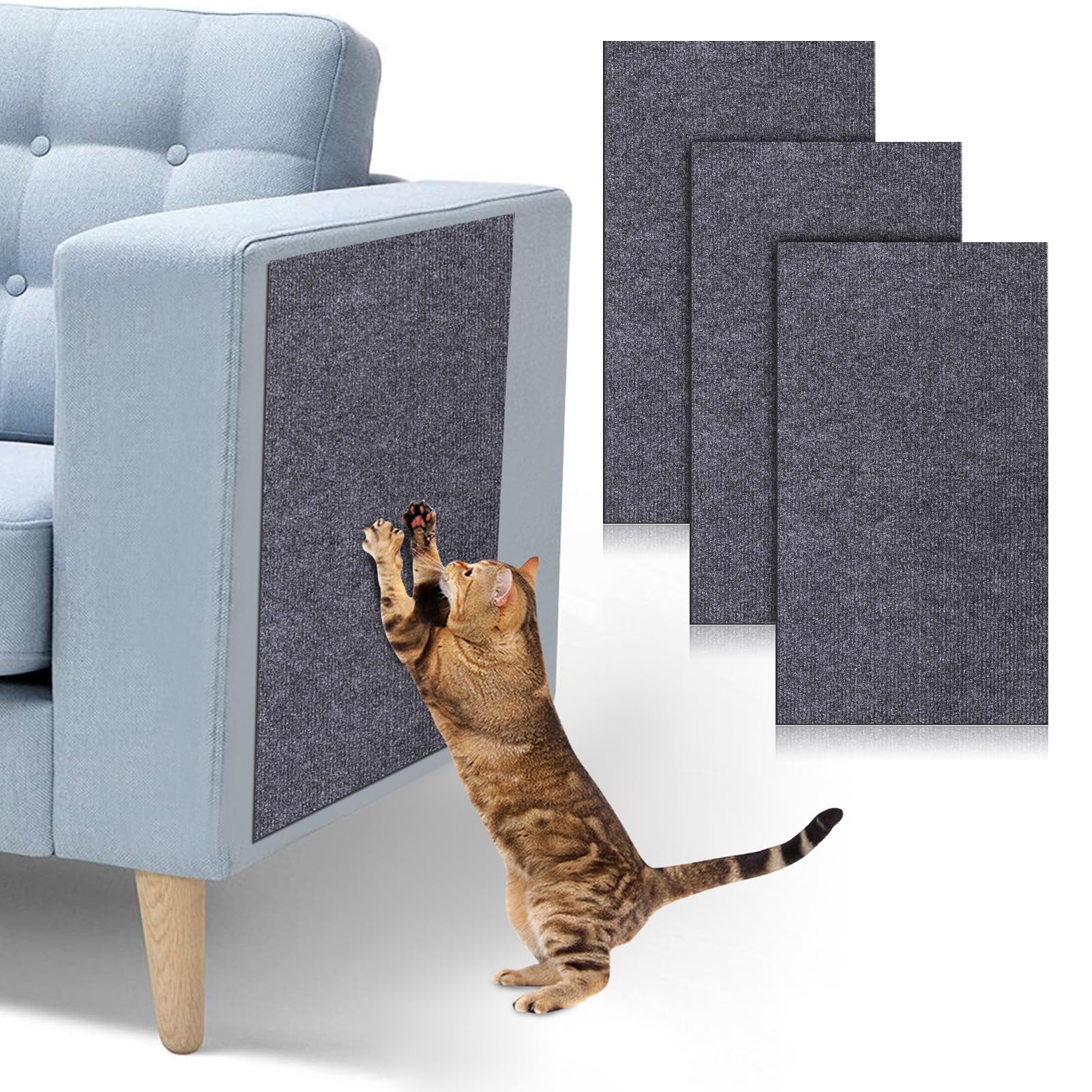 Palksky Climbing Cat Scratcher Mat, 3Pcs 23.6'X11.8' Trimmable Self-Adhesive Cat Scratching Board, Diy Cat Scratching Pads For