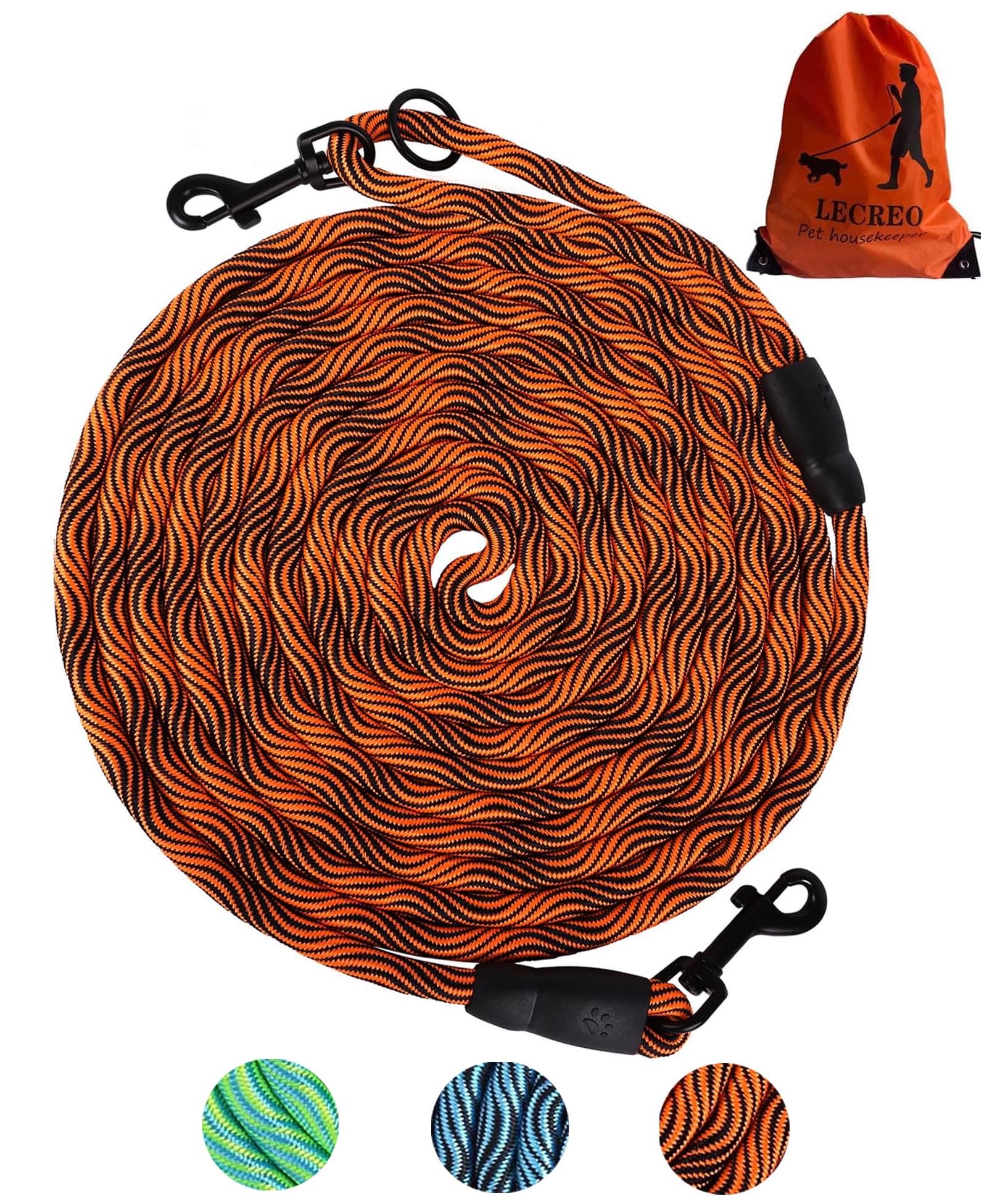 Tie-Out Check Cord Long Dog Leash, 16Ft/30Ft/50Ft Recall Dog Training Rope Leash, Heavy Duty Dog Lead For Large Medium Small Dog