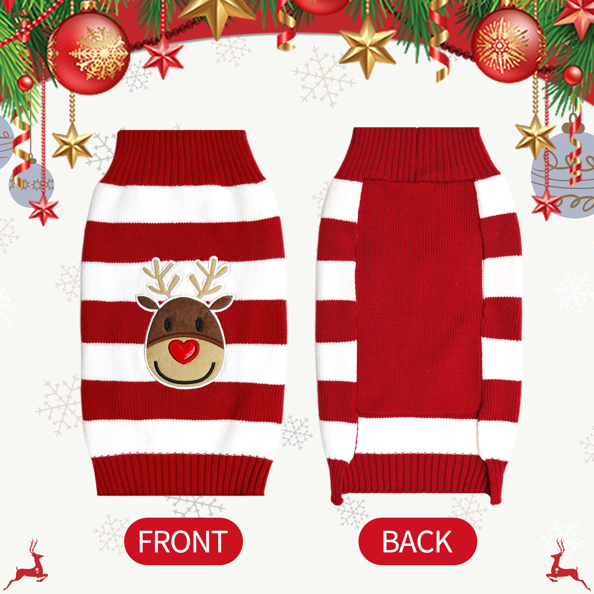 NACOCO Dog Reindeer Sweaters New Year Christmas Pet Clothes for Small Dog and Cat (Red, Large)