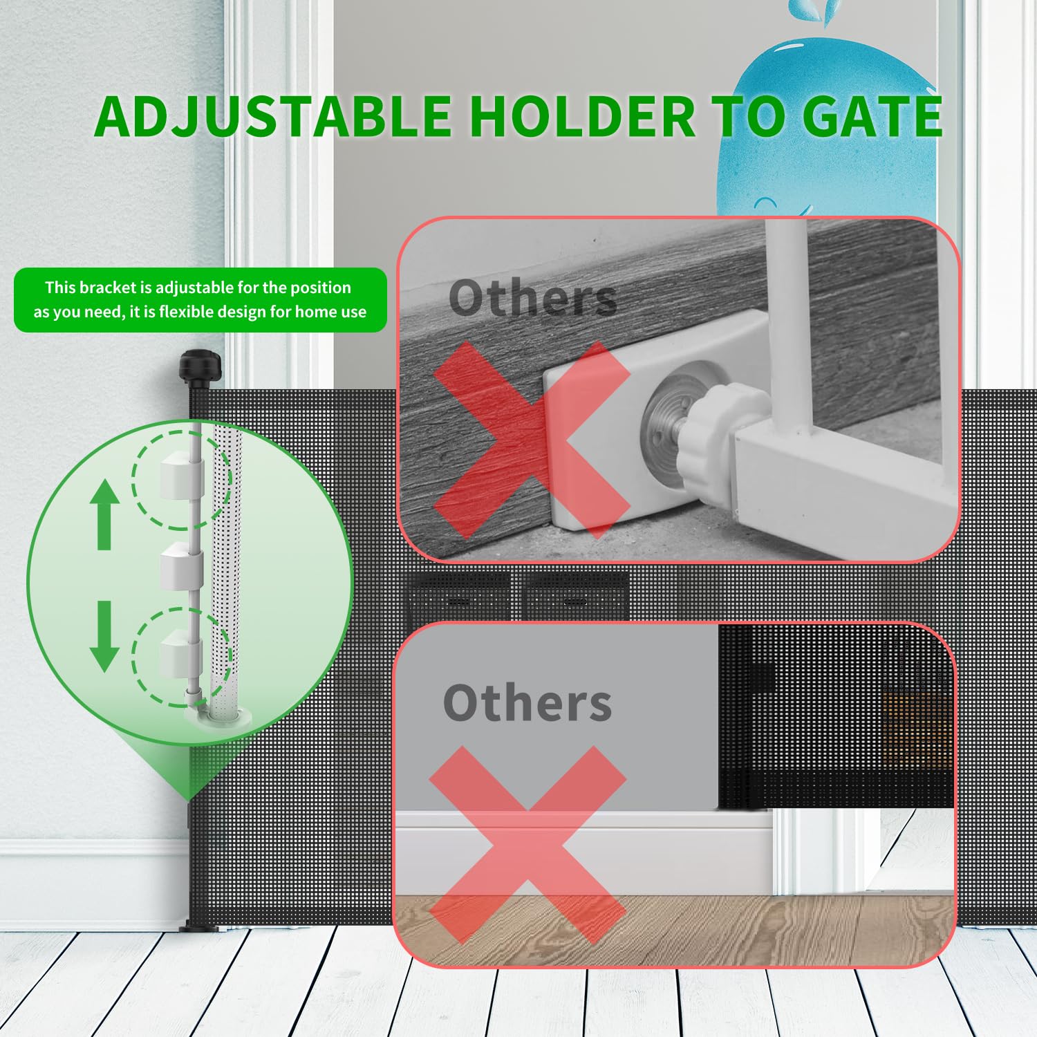 Upgraded Retractable Baby Gate for Stairs, 34Tall Expands 71Wide Ideal Safety Solution Dog Gate for Stairs Doorways Hallways Ind