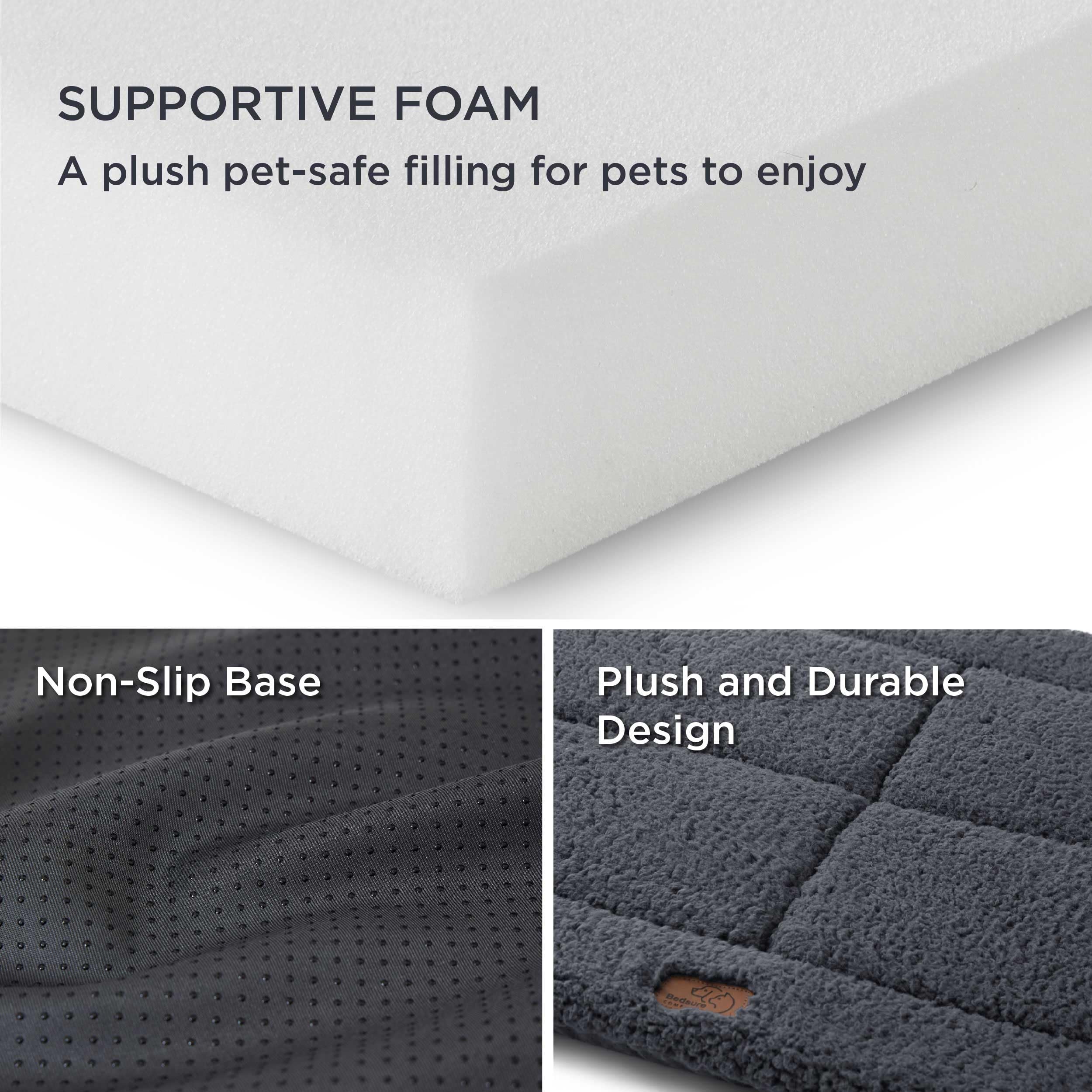 Bedsure Washable Dog Crate Bed For Small Dogs, Reversible Foam Floor Dog Mat, Lightweight Travel Flat Pet Beds For Indoor & Outd