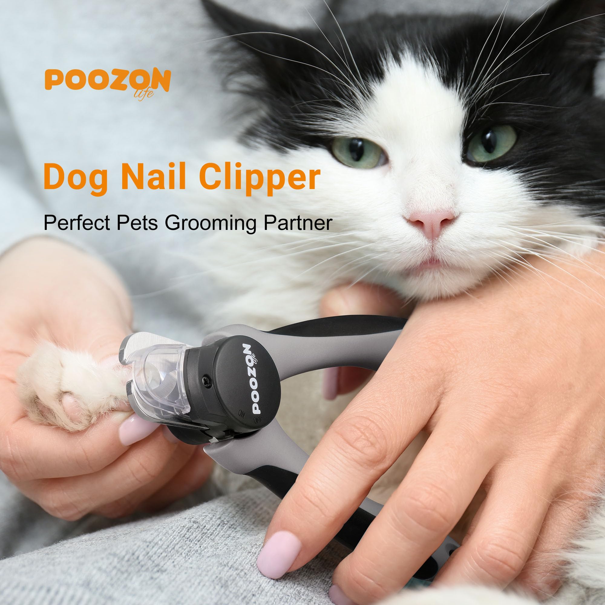 Poozonlife Dog Nail Clipper With Light, Illuminates Nail Clipper Kit Or Bloodline For Safe, Easy Trimmers, Extra Sharp For Thick