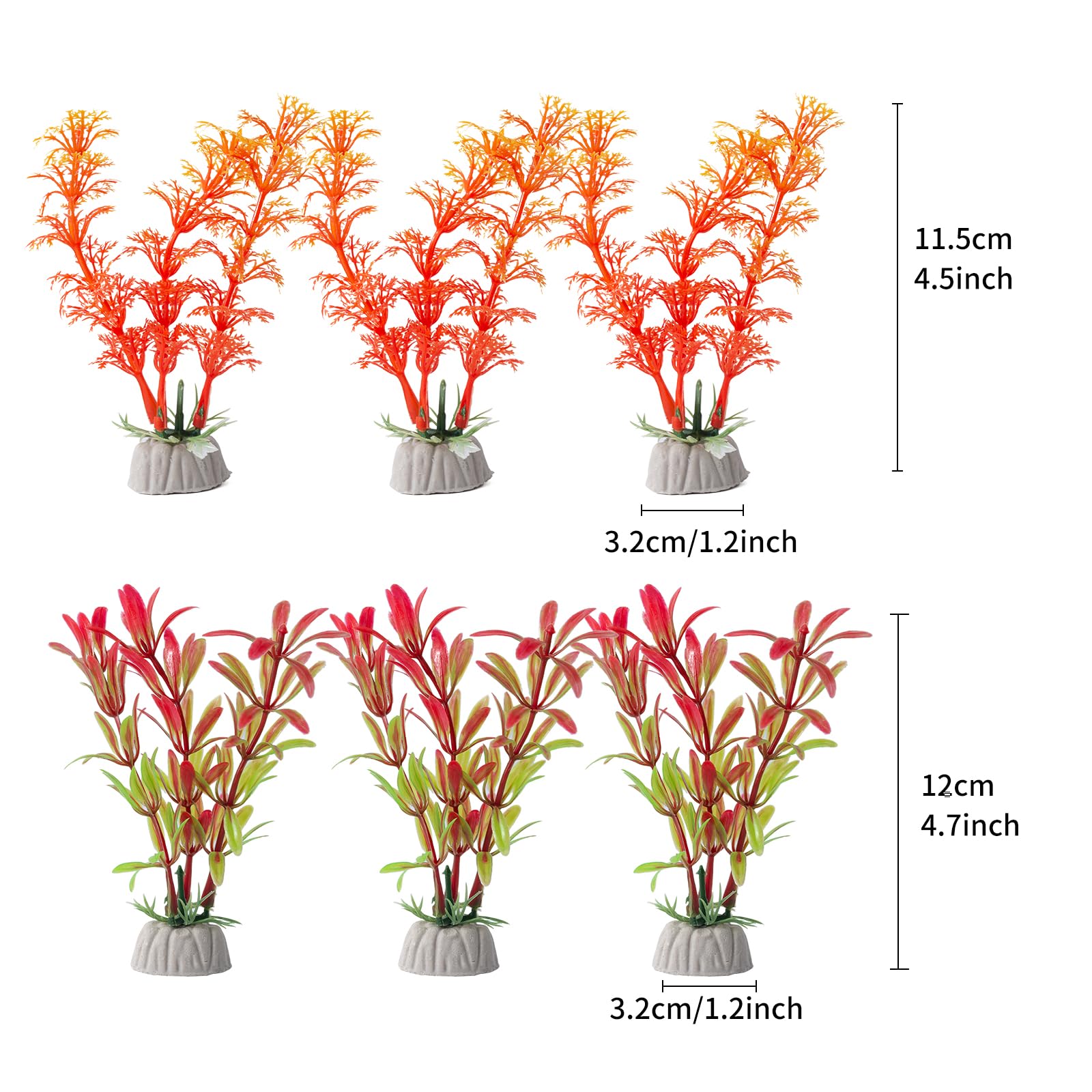 COMSUN 25 Pack Artificial Aquarium Plants, Small Size 4 inch Approximate Height Fish Tank Decorations Home D  cor Plastic Red