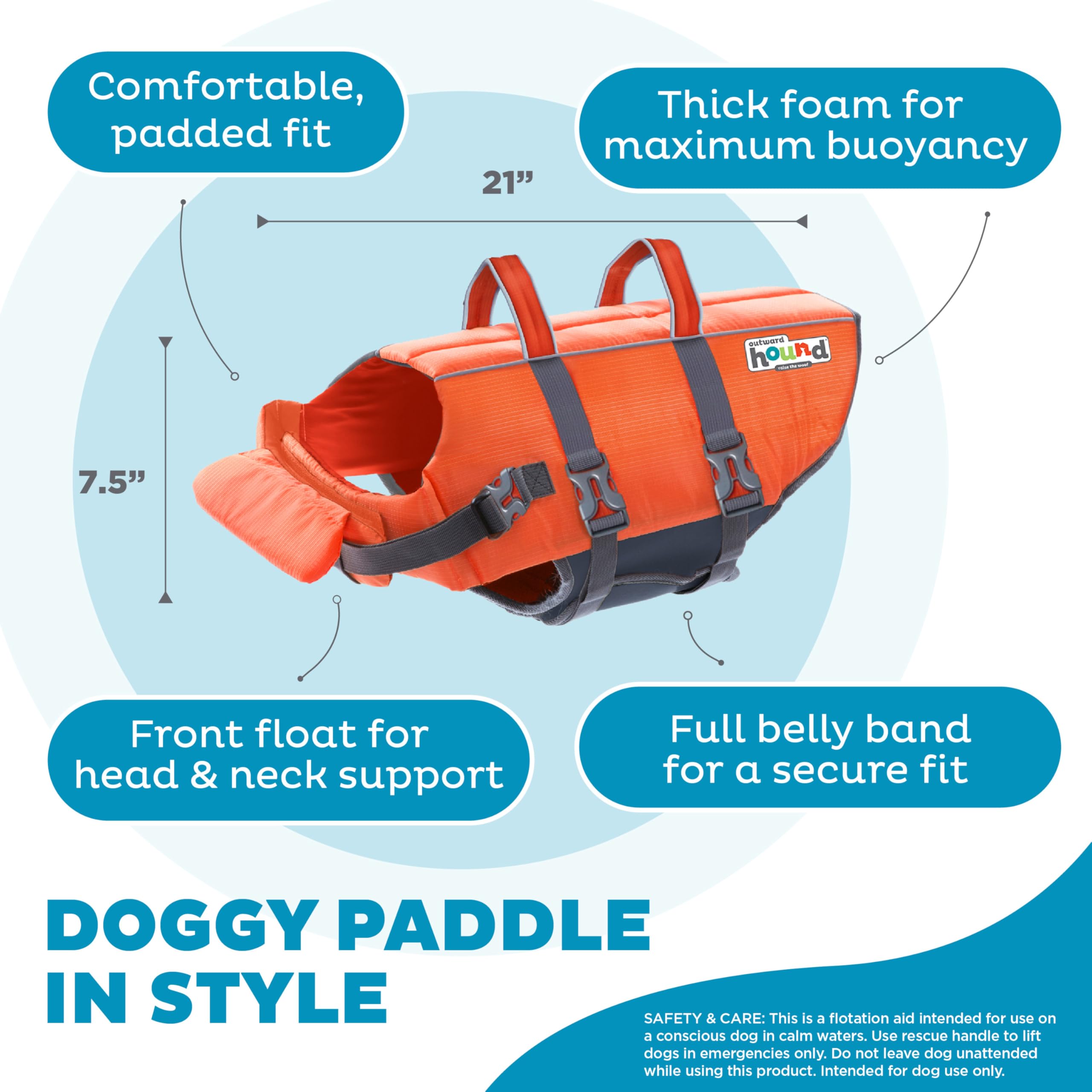 Outward Hound Granby Splash Orange Dog Life Jacket, Xl
