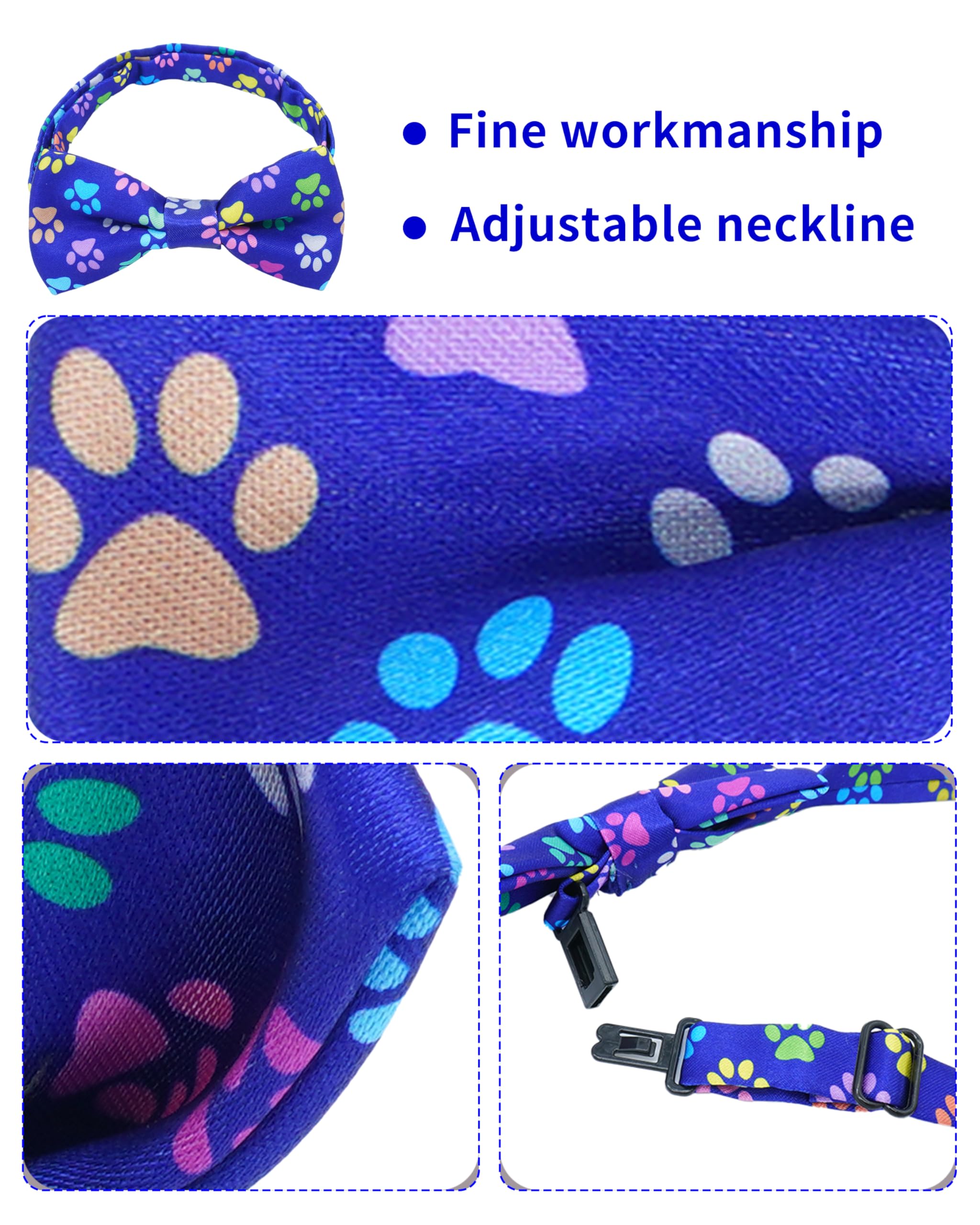 Pet Show 50 Pack Paw Print Dog Bow Ties Collar For Large Medium Dogs Adjustable Bowties Neckties Bowknots Bulk Pet Grooming Acce