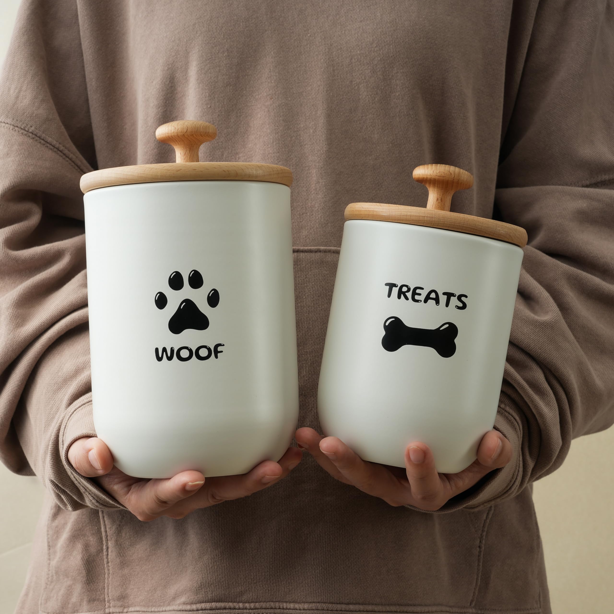 OTTENON Dog Treat Container Set of 2, Dog treat jar with Airtight Lid, Small dog food container, Dog Cookie Jar for kitchen Coun