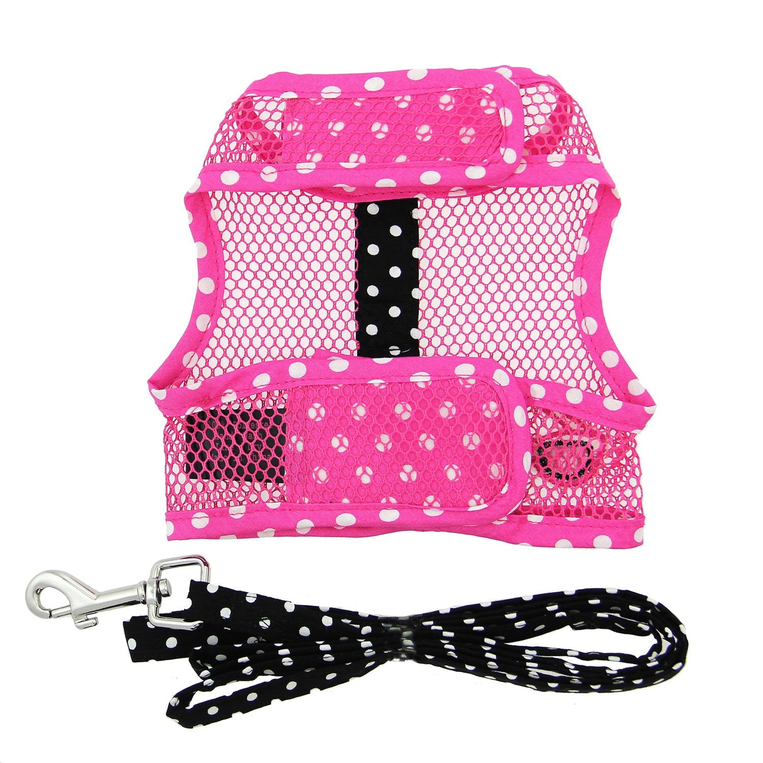 Cool Mesh Dog Harness Under The Sea Collection - Sunglasses Pink And Black Polka Dot
