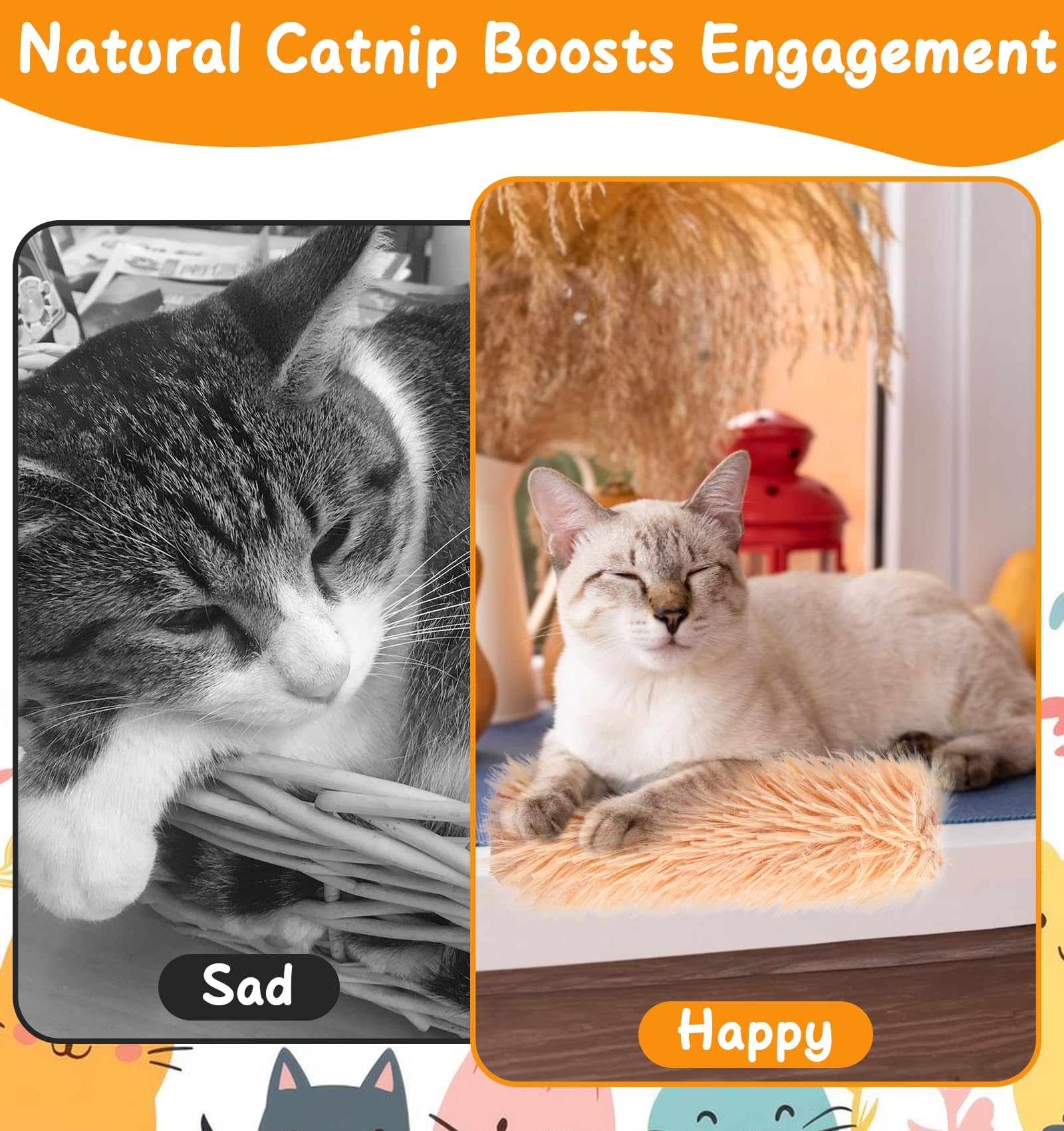 Valuebargain Interactive Cat Toys Pillows, 3 Pcs Of Plush Pillows With Crinkle Sound And Catnip, Interactive Fun For Indoor Kitt