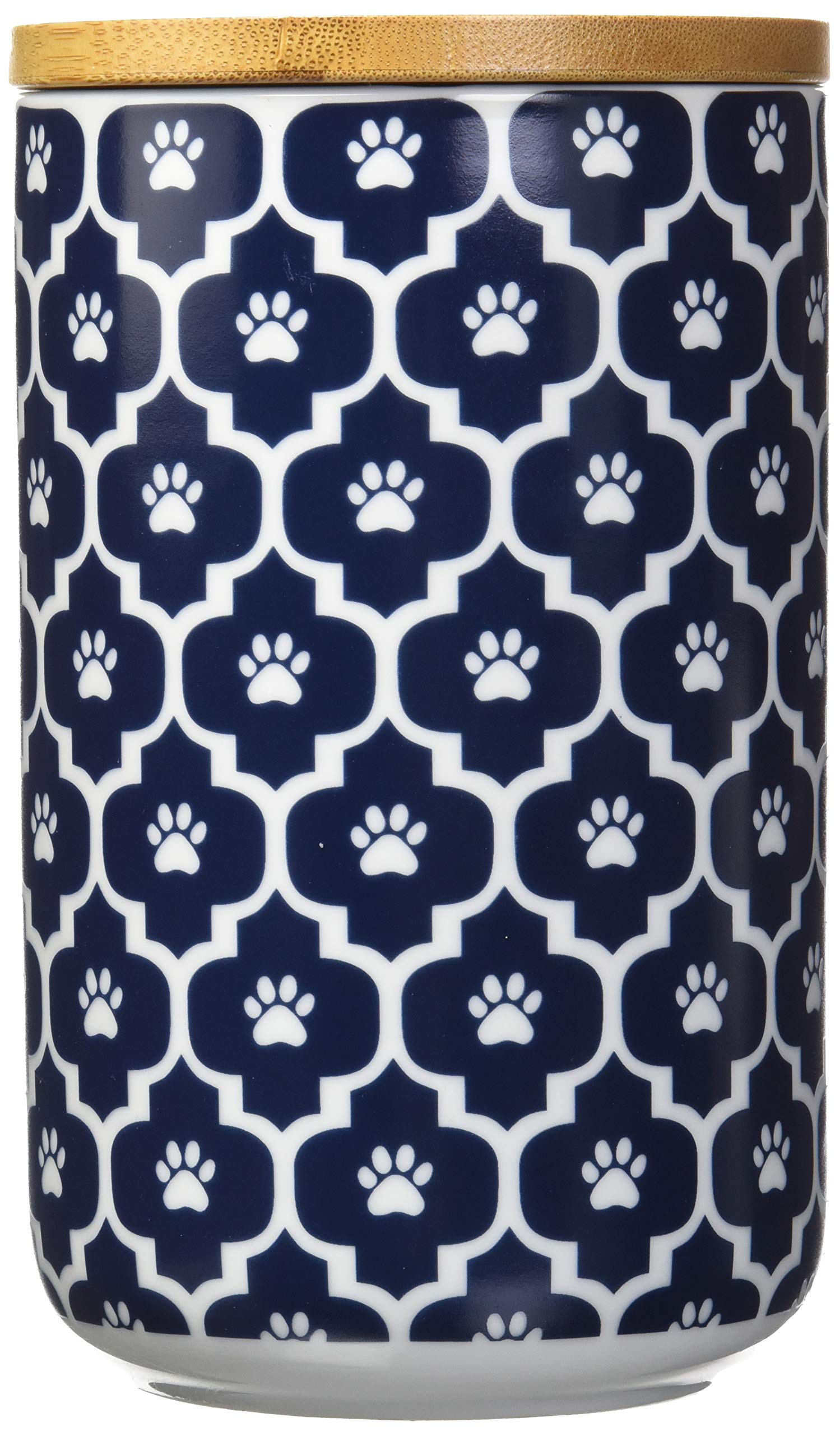 Bone Dry Lattice Collection Pet Bowl & Canister, Treat Canister, 4X6.5Inch , Nautical Blue