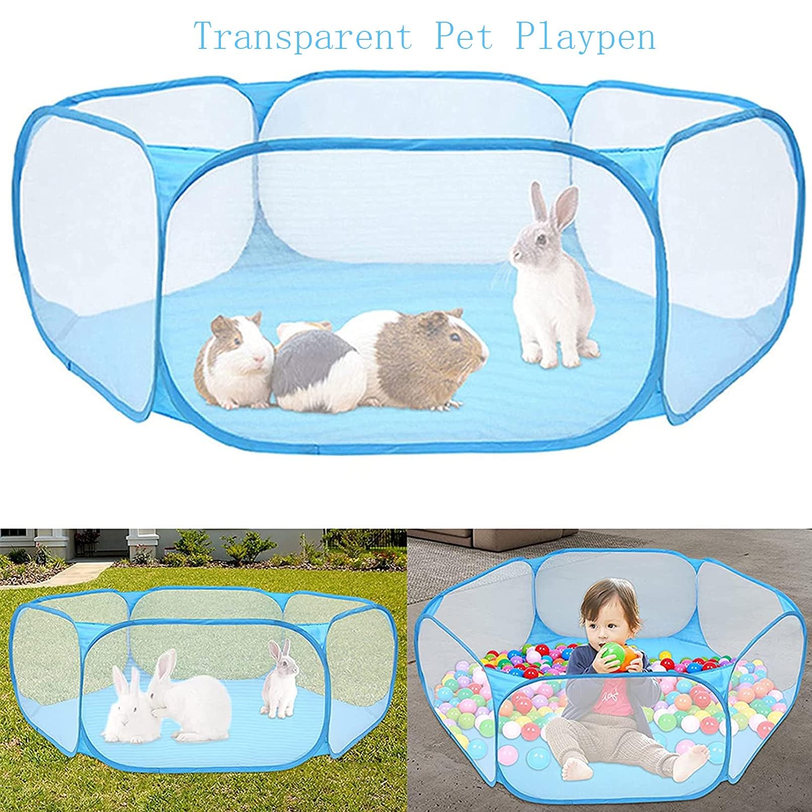 Hamster Foldable Exercise Playpen, Breathable And Transparent Pet Playpen, Indoor/Outdoor Cage Small Animal Fence For Syrian Ham