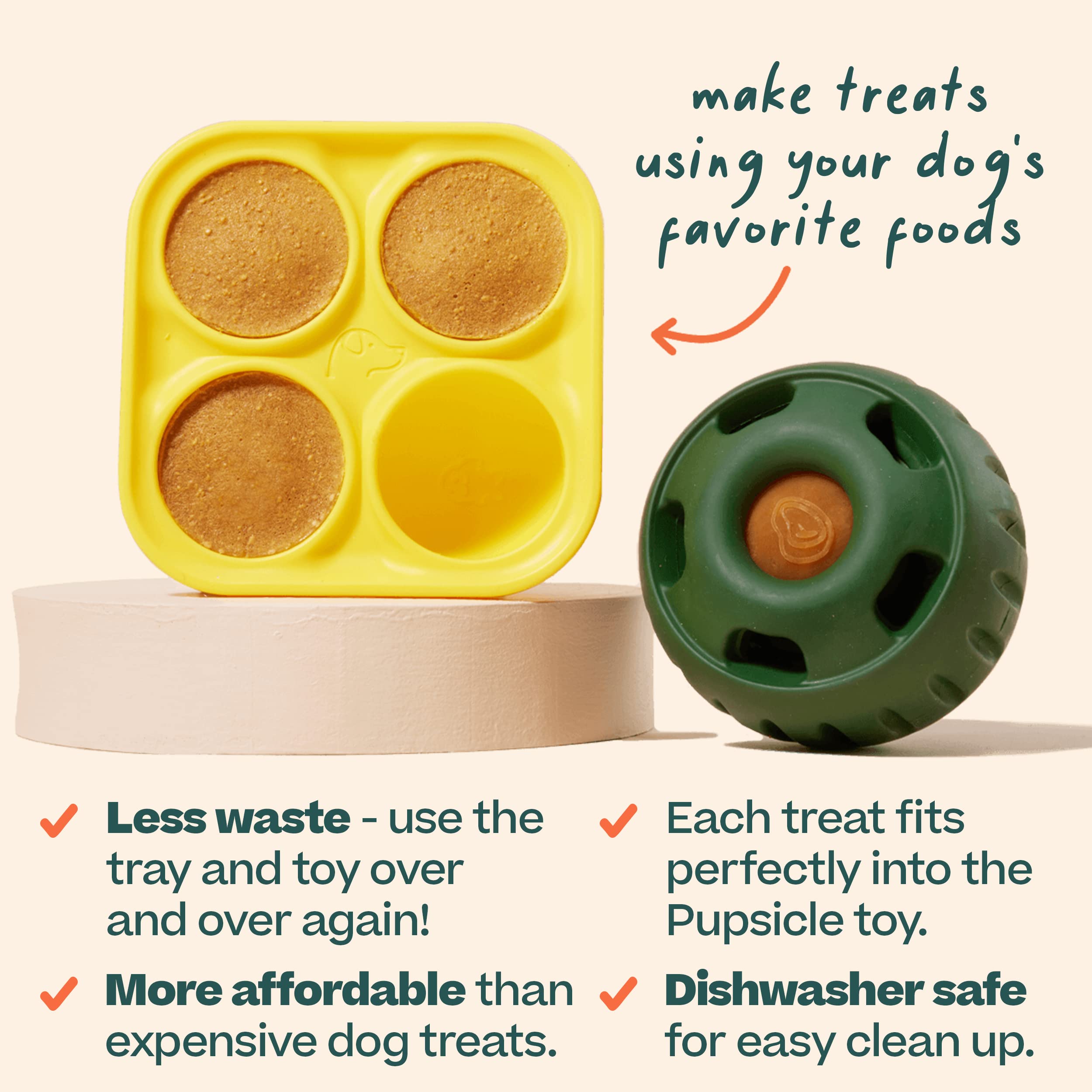 WOOF Pupsicle Treat Tray Mold, Large 25-75lbs, Silicone Molds for Dog Treats, Dishwasher Safe, Reusable Treat Tray, Freeze Refil