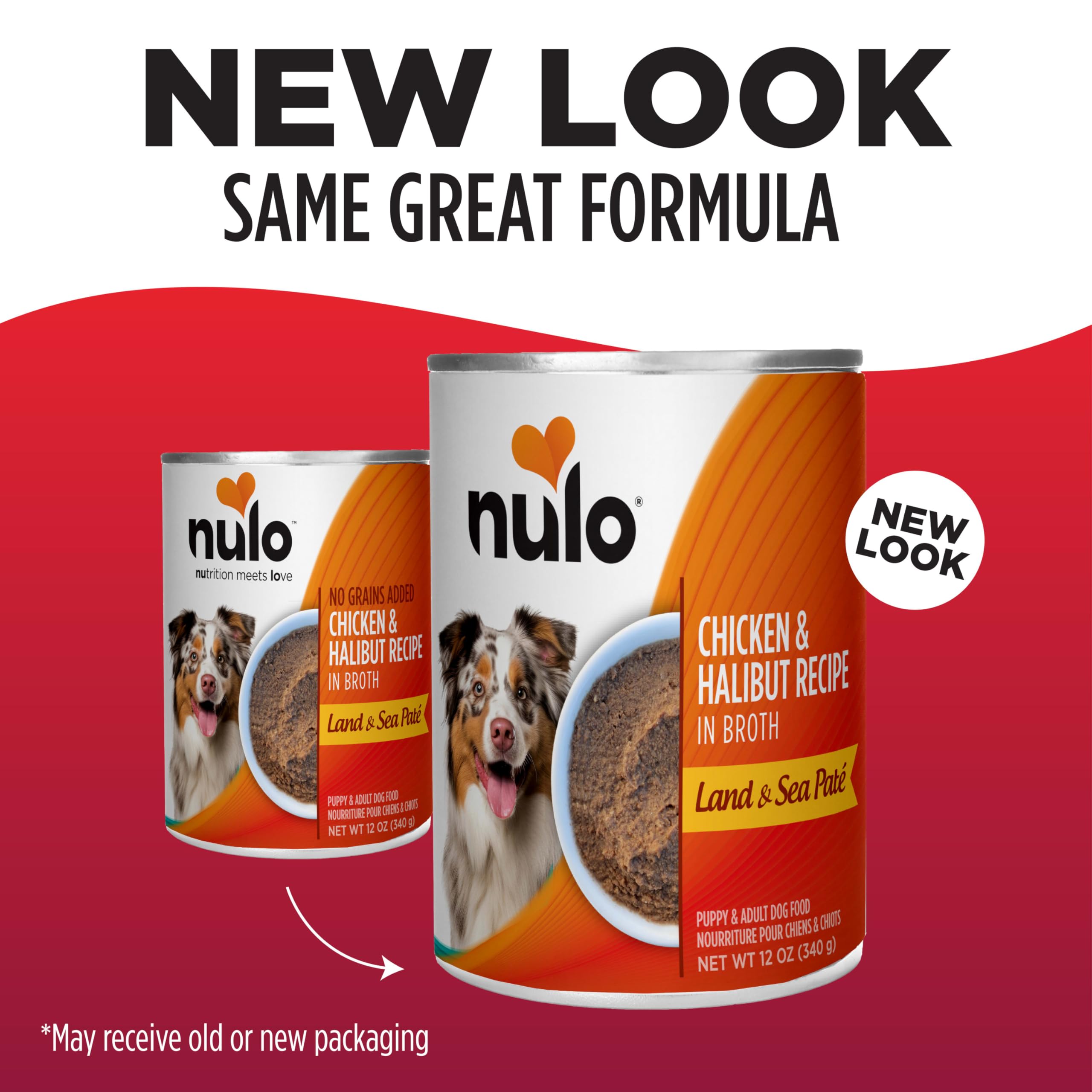 Nulo Land & Sea for Adult Dogs & Puppies Chicken & Halibut Recipe in Broth 12 Ounce Cans, Pack of 5