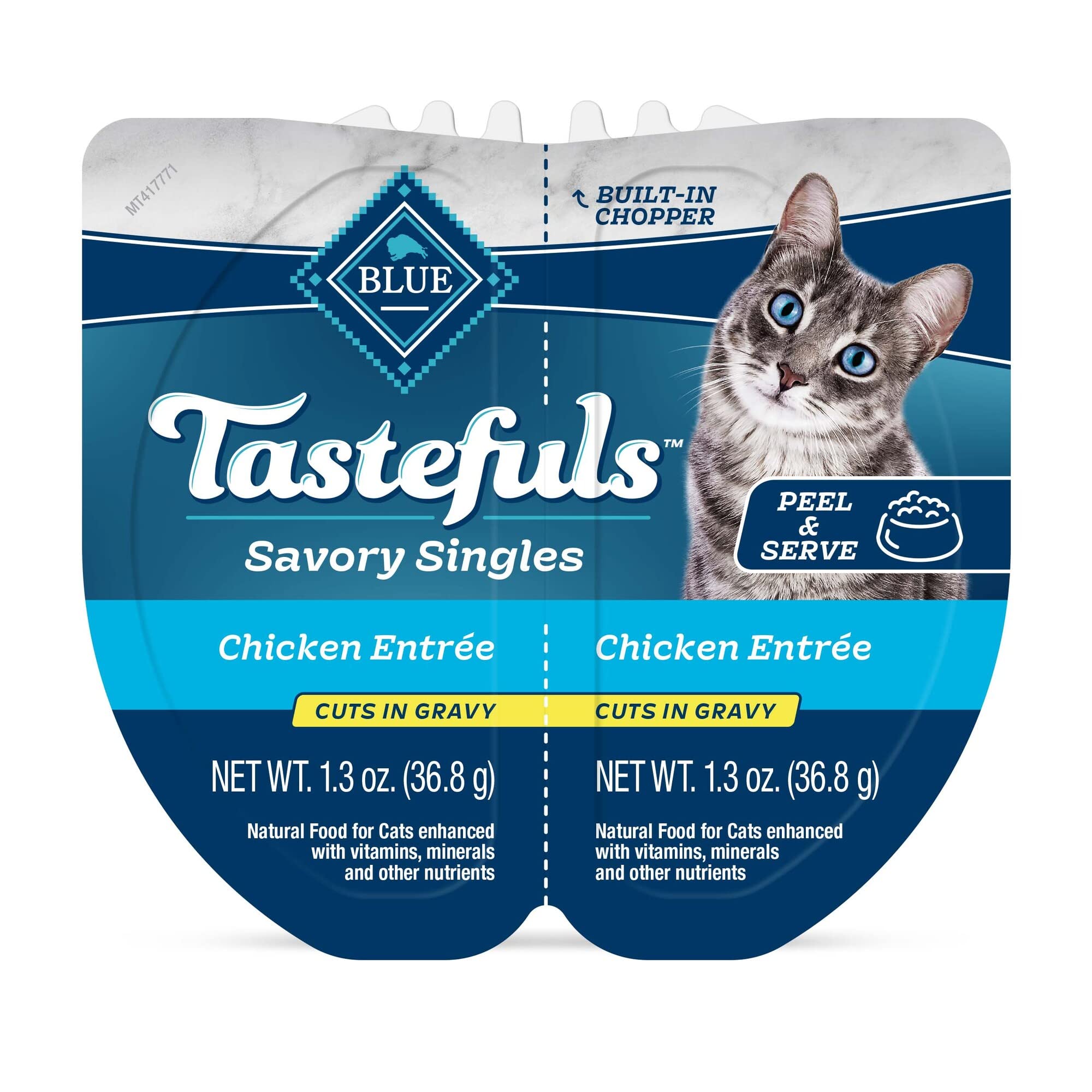 Blue Buffalo Tastefuls Savory Singles Natural Wet Cat Food in Gravy, 2.6-oz. Twin-Pack Trays, Chicken Entre   (24 Count)