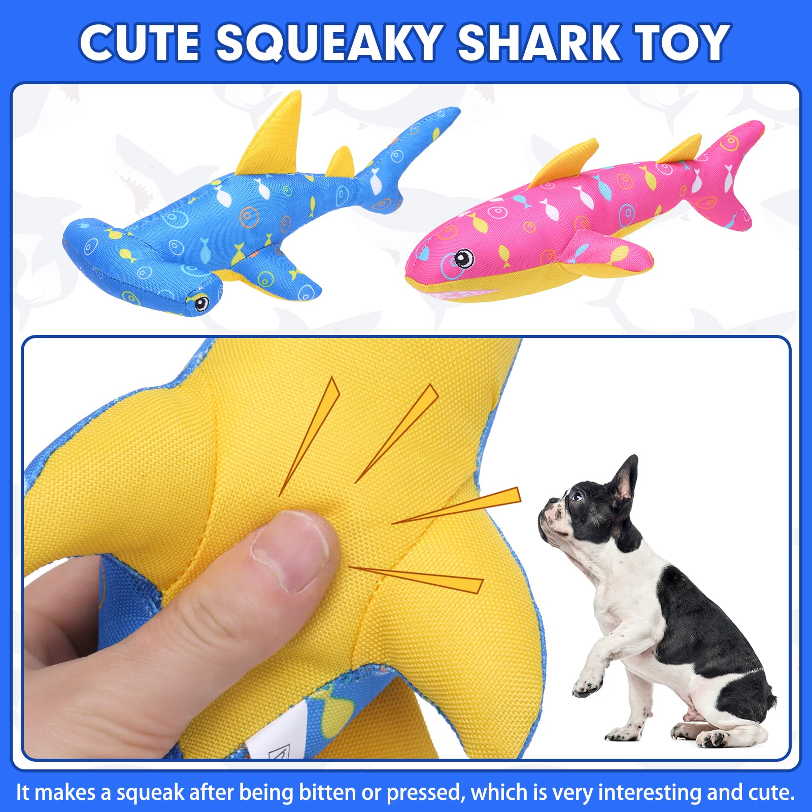 Bingpet Floating Fetch Pool Toy For Dogs,2 Pack Squeaky Shark Water Toys Pet Chew Toy For Summer Pool Playing Games,Interactive