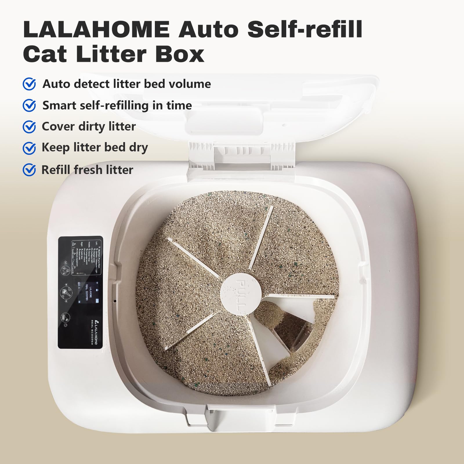 Self Cleaning Litter Box Auto Refill, Automatic Robot Litter Box For Multiple Cats, Hand-Like Rake Scooping/Odor Control System/