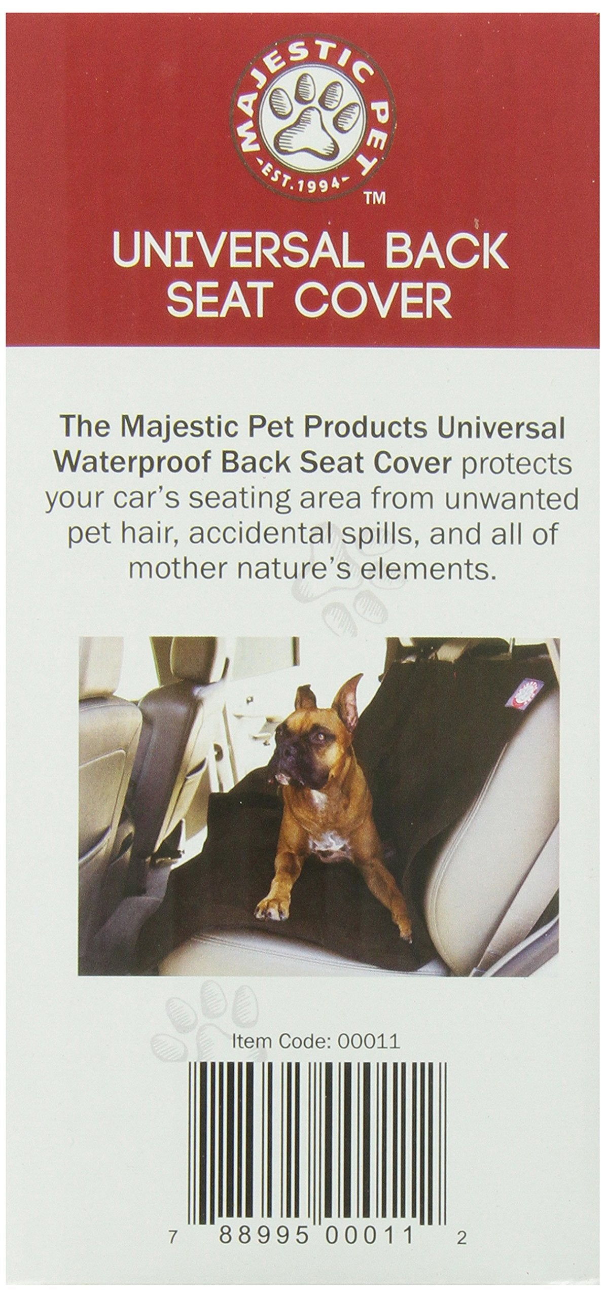 Black Universal Waterproof Back Seat Cover By Majestic Pet Products