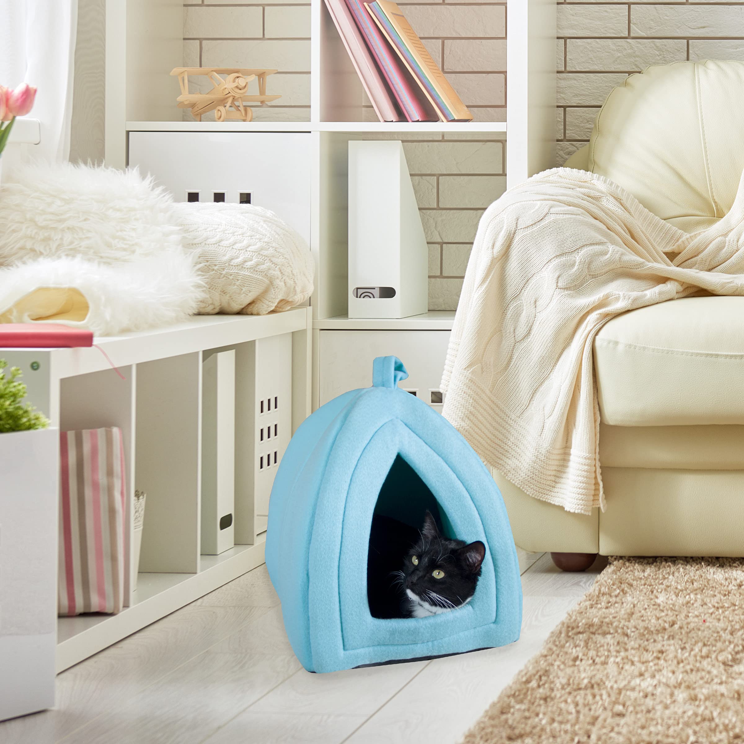 Cat House - Indoor Bed With Removable Foam Cushion - Pet Tent For Puppies, Rabbits, Guinea Pigs, Hedgehogs, And Other Small Anim