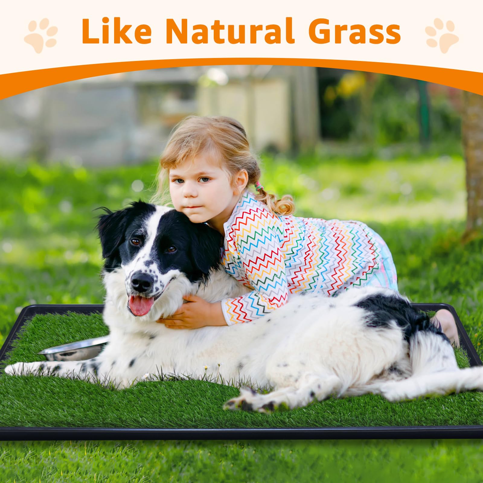 Loobani 41X26.8In Large Dog Grass Potty Tray - Dog Litter Box With 2-Pack Replacement Artificial Grass Puppy Training Pads - Pot
