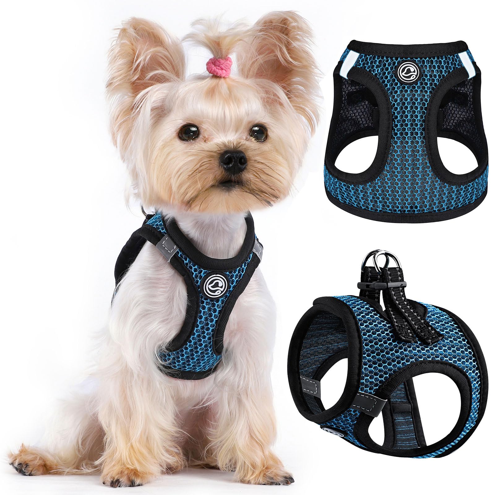 No Pull Small Dog Harness For Under 22 Lbs Dogs, Step In Air Mesh Puppy Reflective Lightweight Dogs Cats Vest (Blue, Xxxs