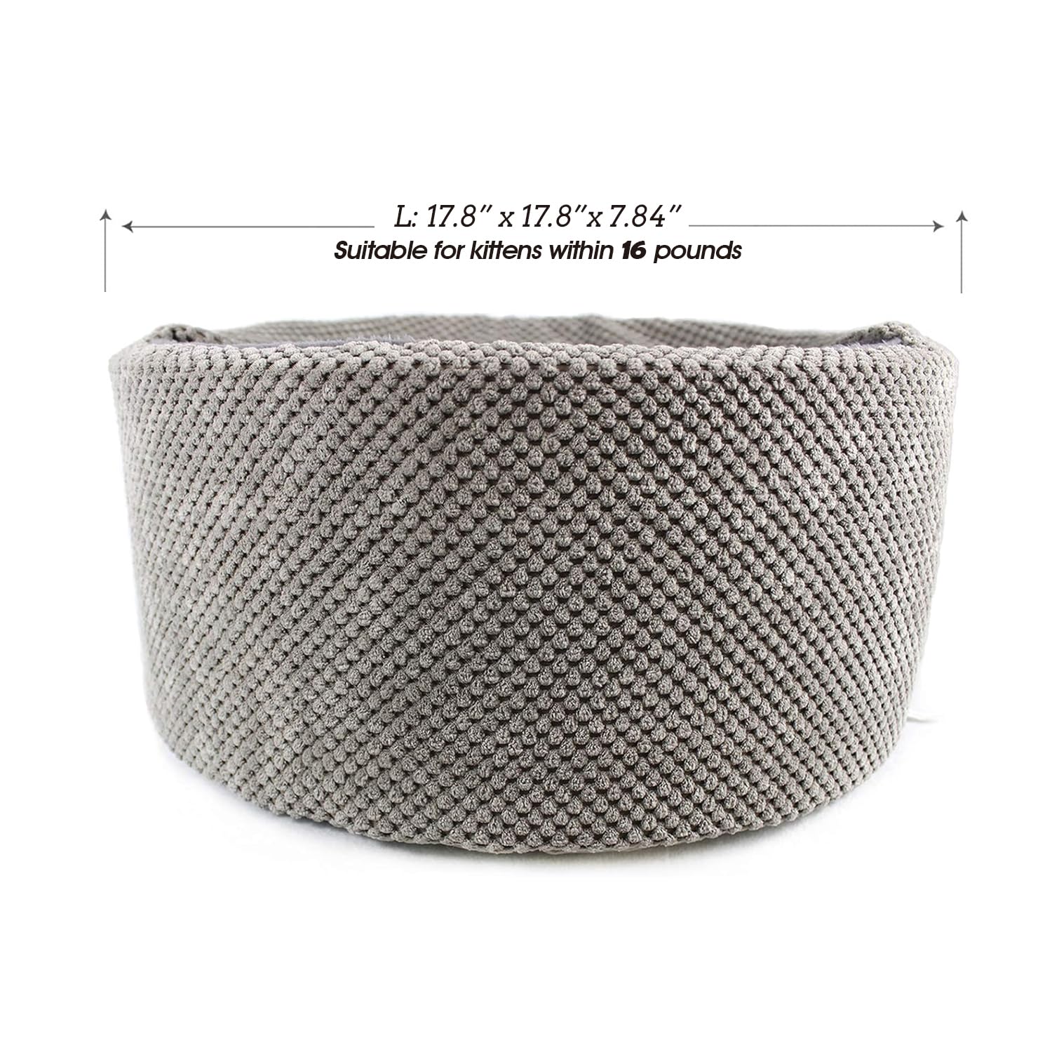 Winsterch Large Washable Warming Cat Bed House, Round Soft Cat Beds,Pet Sofa Bed, Small Pet Beds (17.8 X 17.8 X 7.84 In)