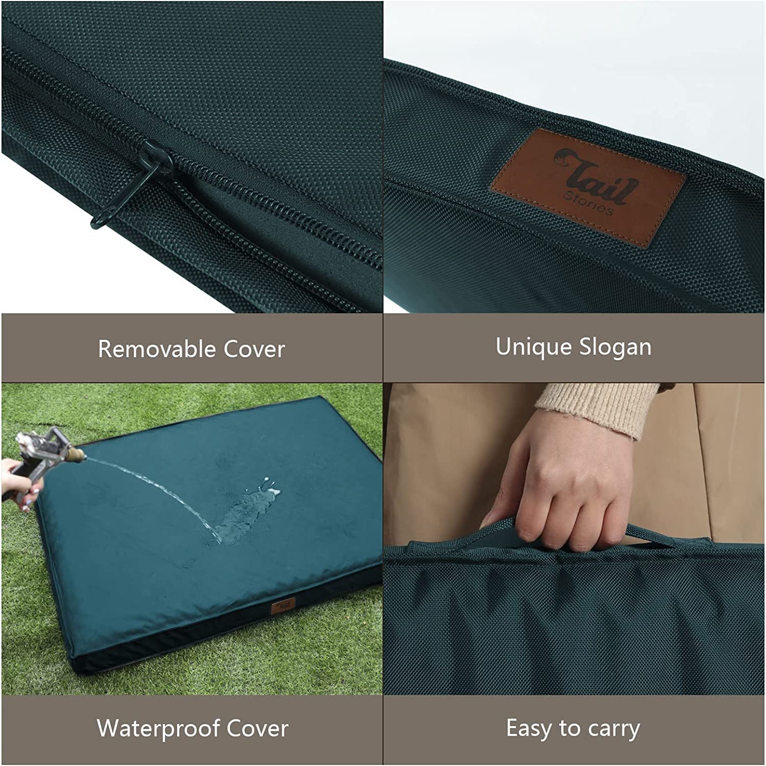 Tail Stories Outdoor All Weather Dog Bed, Waterproof Dog Bed For Large Dogs, Orthopedic Egg Foam Indestructible Pet Bed With Washable Removable Cooling Dog Bed Cover