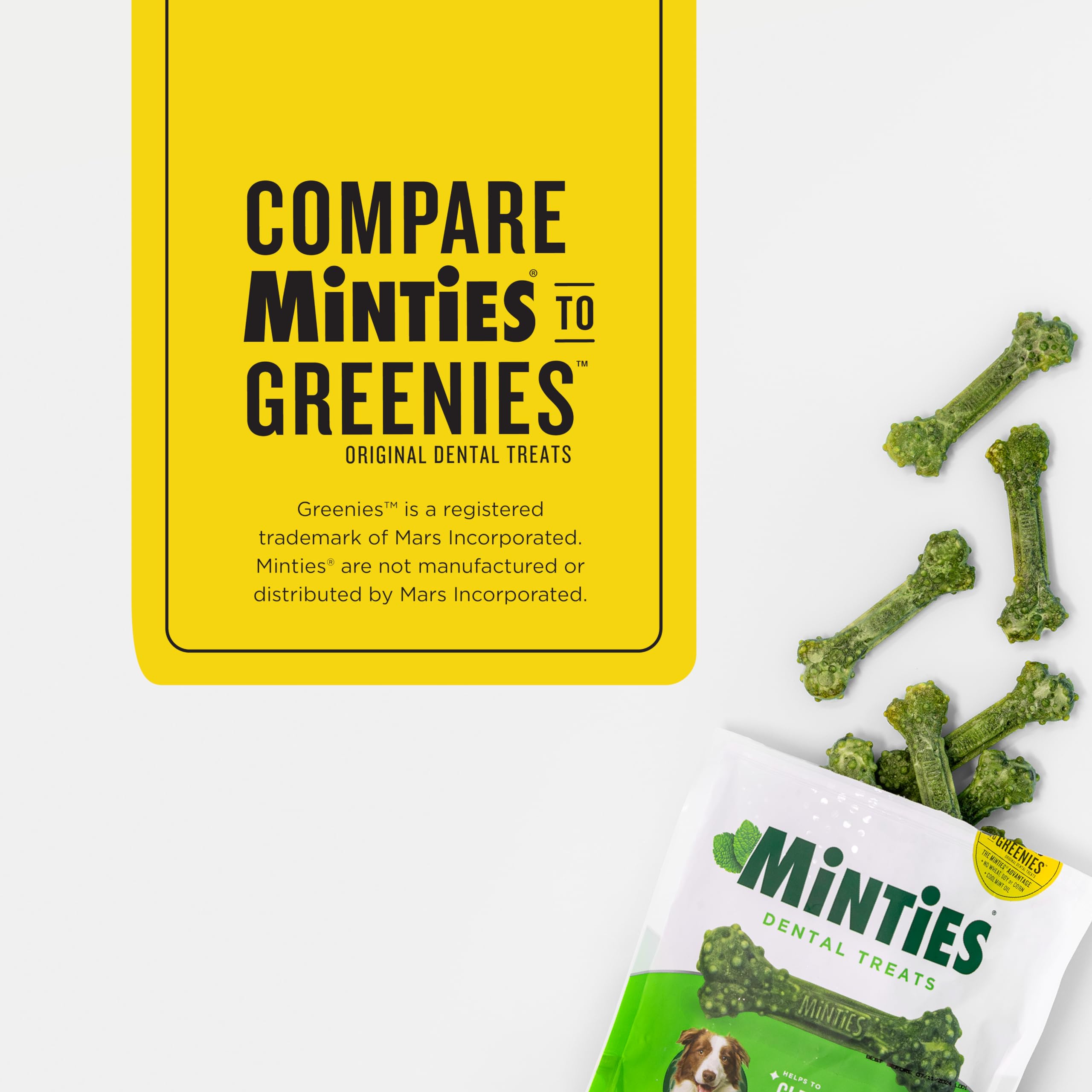 Minties Dental Chews for Dogs, 5 Count, Vet-Recommended Mint-Flavored Treats for Large Dogs Over 50 lbs, Dental Bones Clean Teet