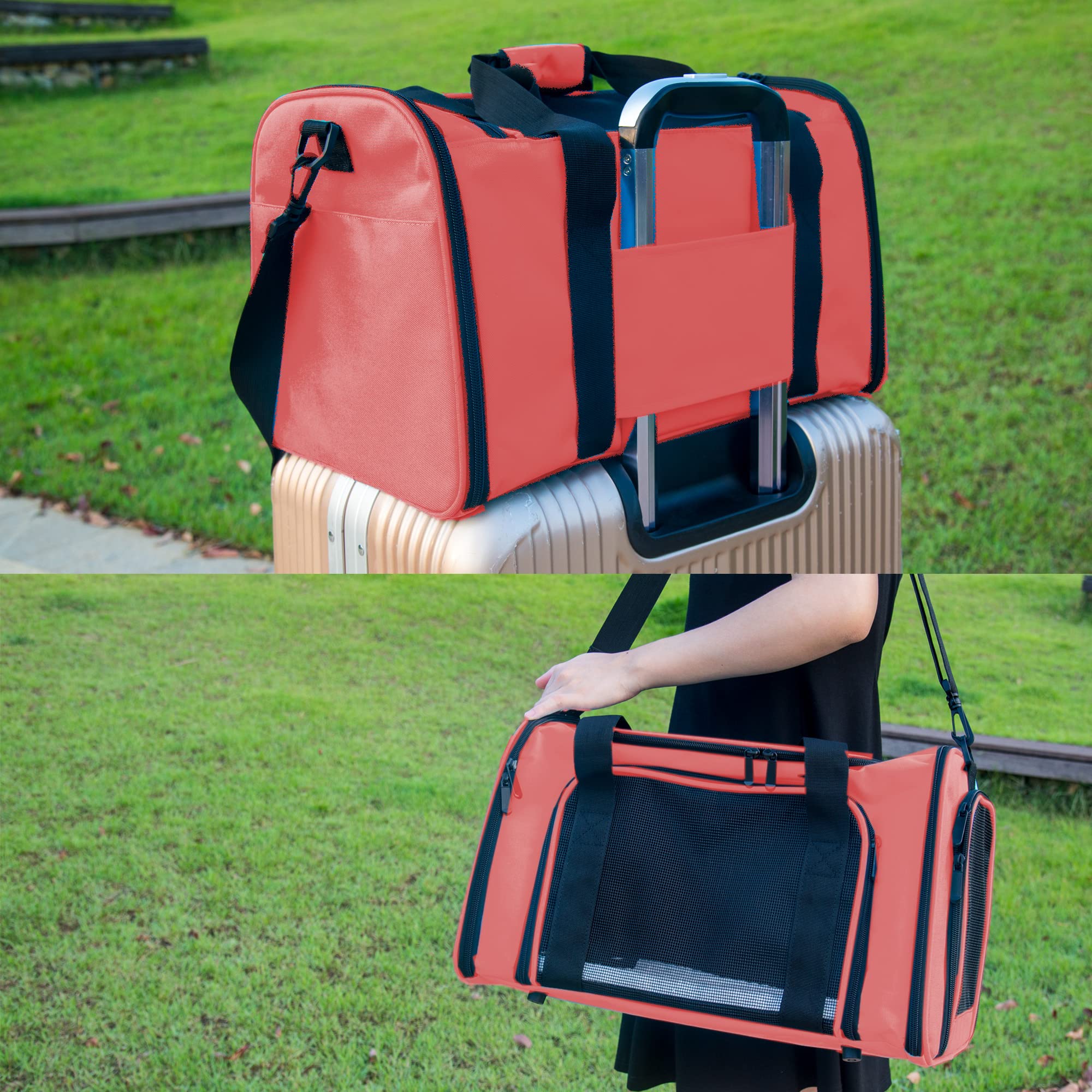 Nextfri Soft Sided Carrier For Small Medium Cats Dogs,Tsa Airline Approved Collapsible Travel Pet Carrier (Medium, Watermelon)