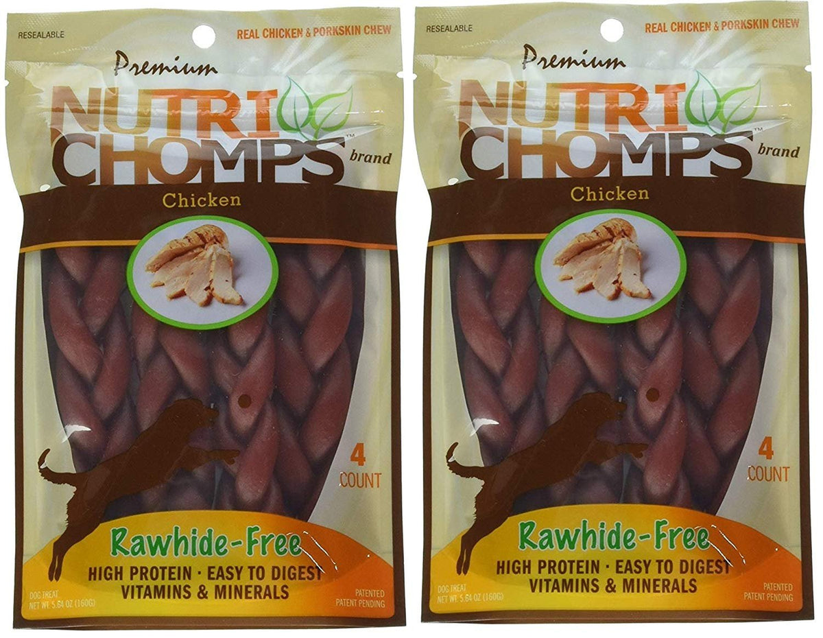 Nutri Chomps 6' Chicken Flavor Braid Dog Chew, 8 Count