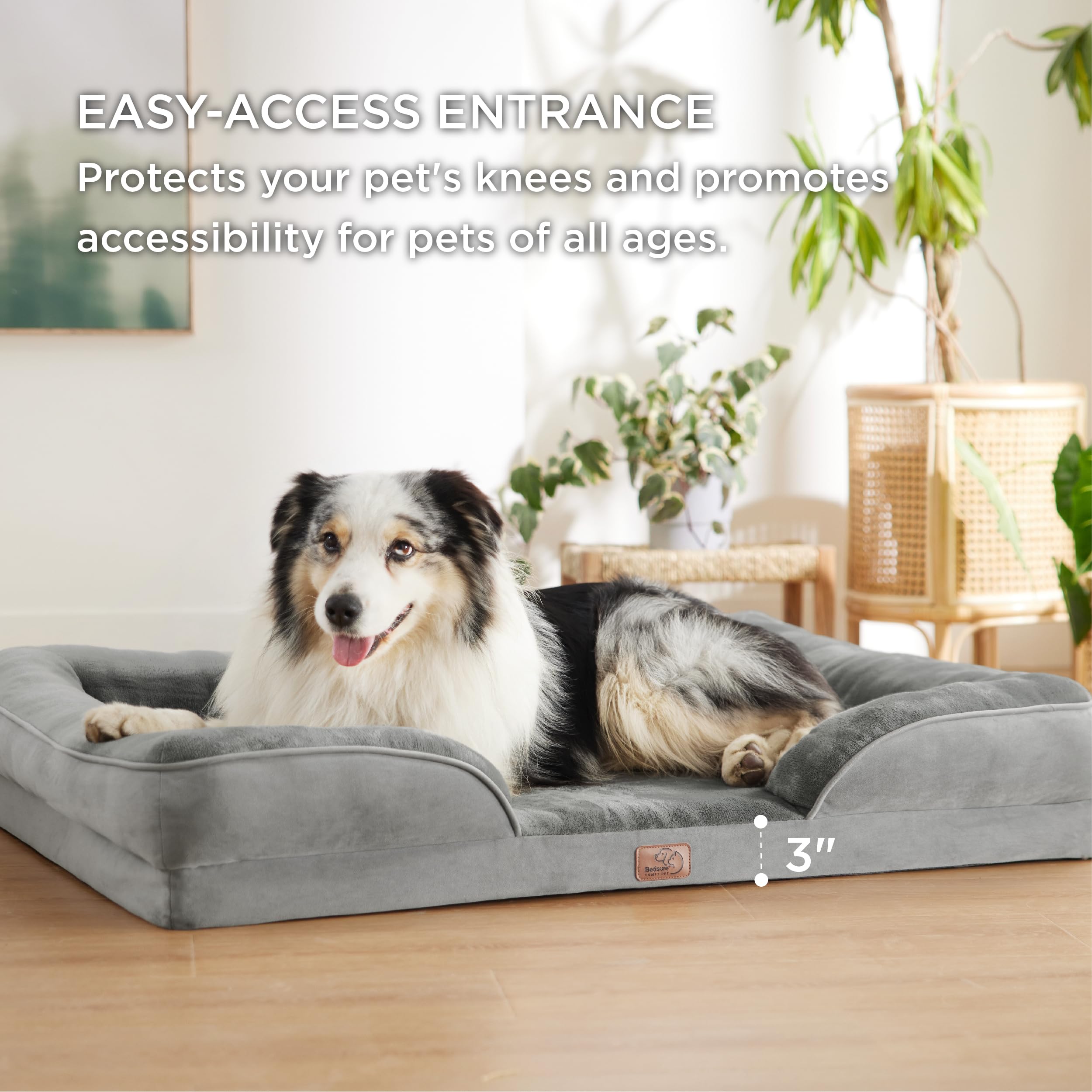 Bedsure Orthopedic Dog Bed For Extra Large Dogs - Xl Washable Dog Sofa Beds Large, Supportive Foam Pet Couch Bed With Removable Washable Cover, Waterproof Lining And Nonskid Bottom, Grey