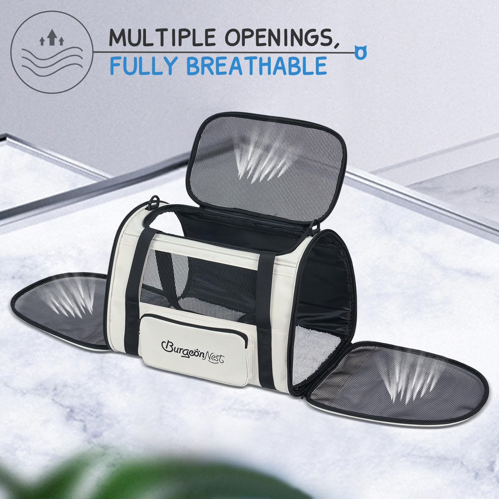 Burgeonnest Cat Carrier For Large Cats 20 Lbs,Medium Pet Under 25 Lbs,2 Puppy And Small Dogs With Unique Side Bag,Top Load Pet C