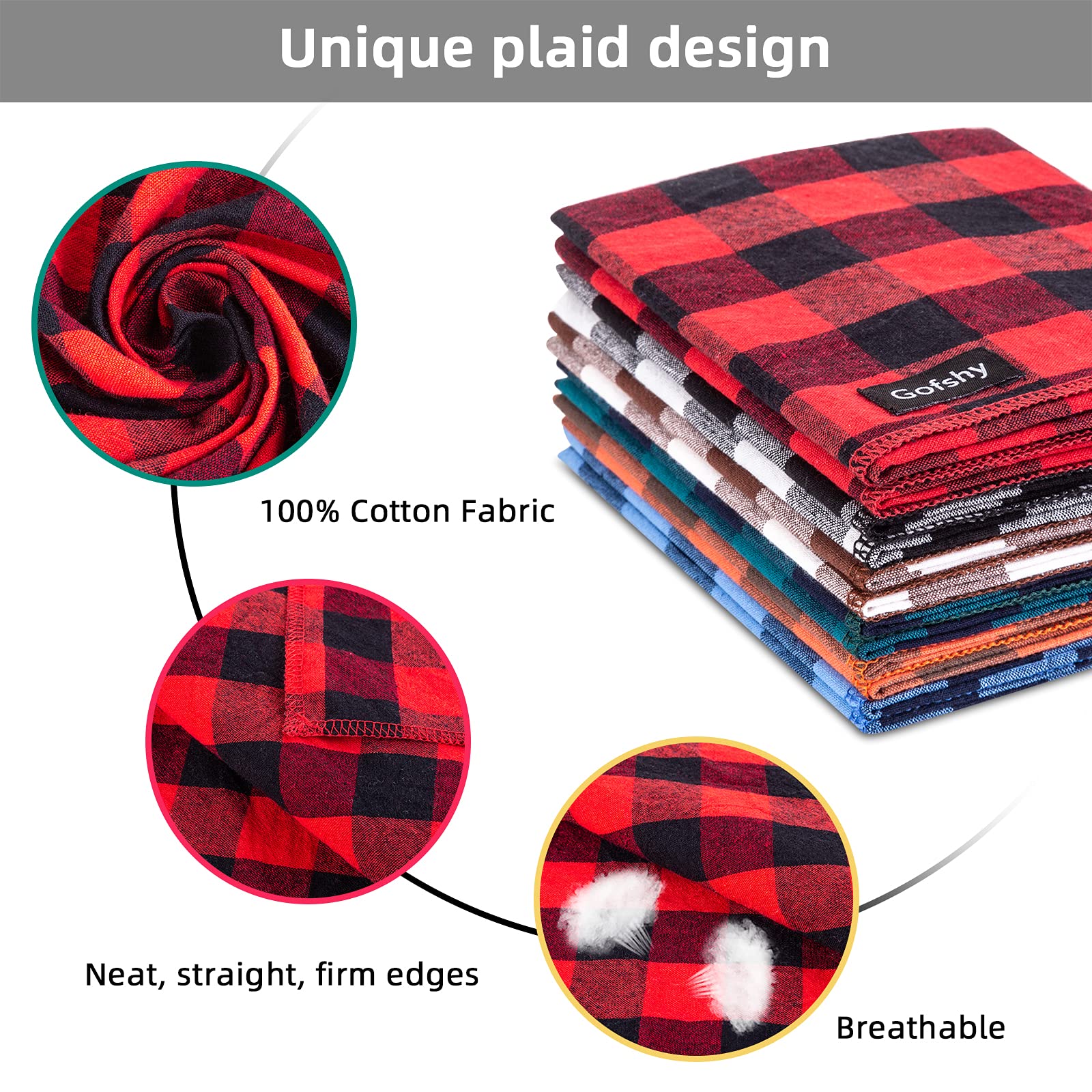 Gofshy Dog Bandana Fall Large-Orange Brown Dog Scarf Buffalo Plaid Printing Adjustable Bib Handkerchief Accessories for Medium L