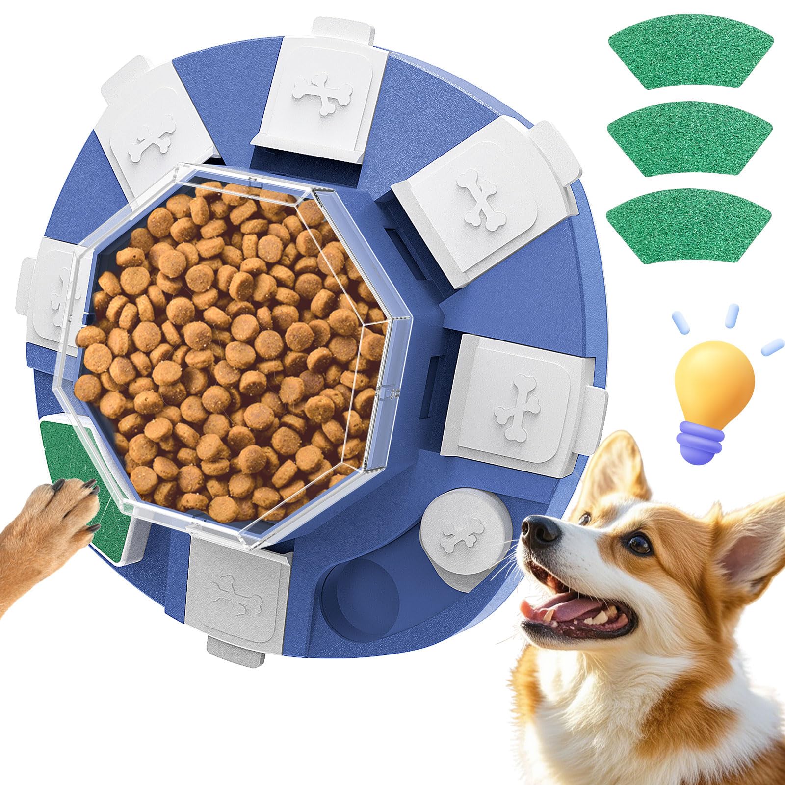 TBTeek Dog Puzzle Toys for Large Medium Small Dogs, 3-in-1 Interactive Dog Toys, Nail Grinder, IQ Puzzle & Slow Feeder - Interac