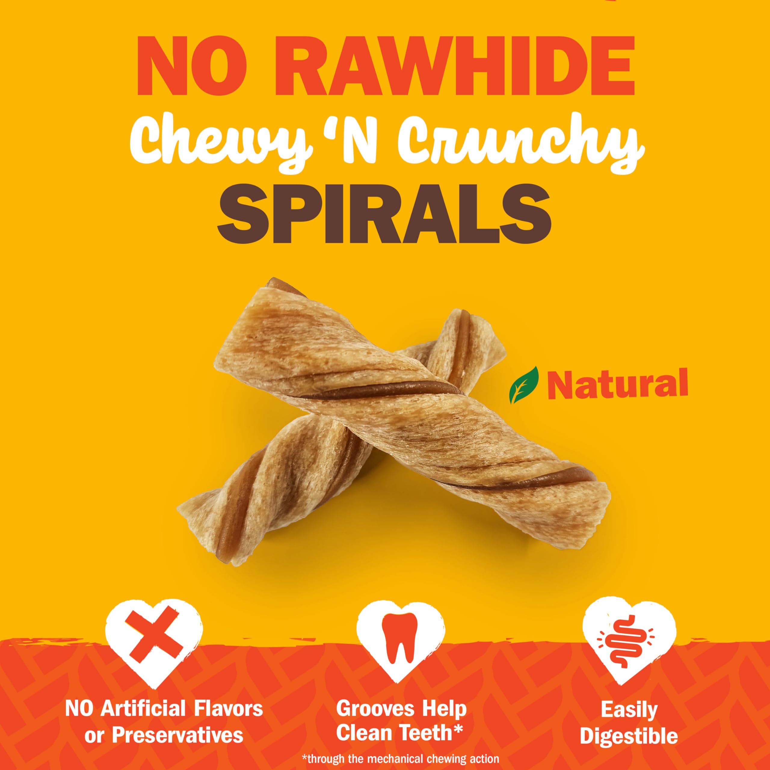 Cadet Chewalicious Chewy N Crunchy Spiral Dog Treats, Limited Ingredient, Rawhide-Free, Long-Lasting Chews for Dogs Made with R