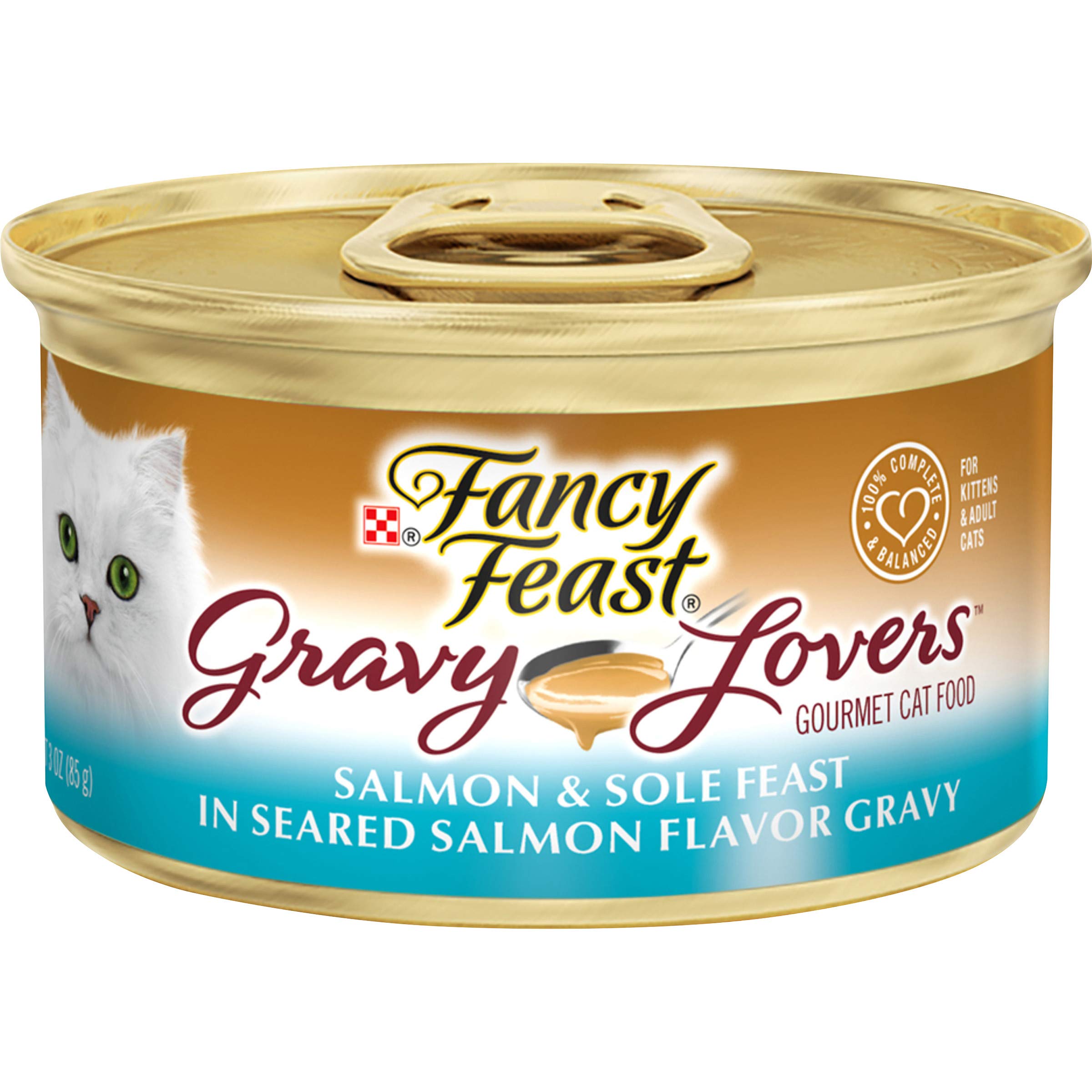 Purina Fancy Feast Gravy Lovers Salmon and Sole Feast Grilled Gourmet Cat Food in Wet Cat Food Gravy - (Pack of 24) 3 oz. Cans