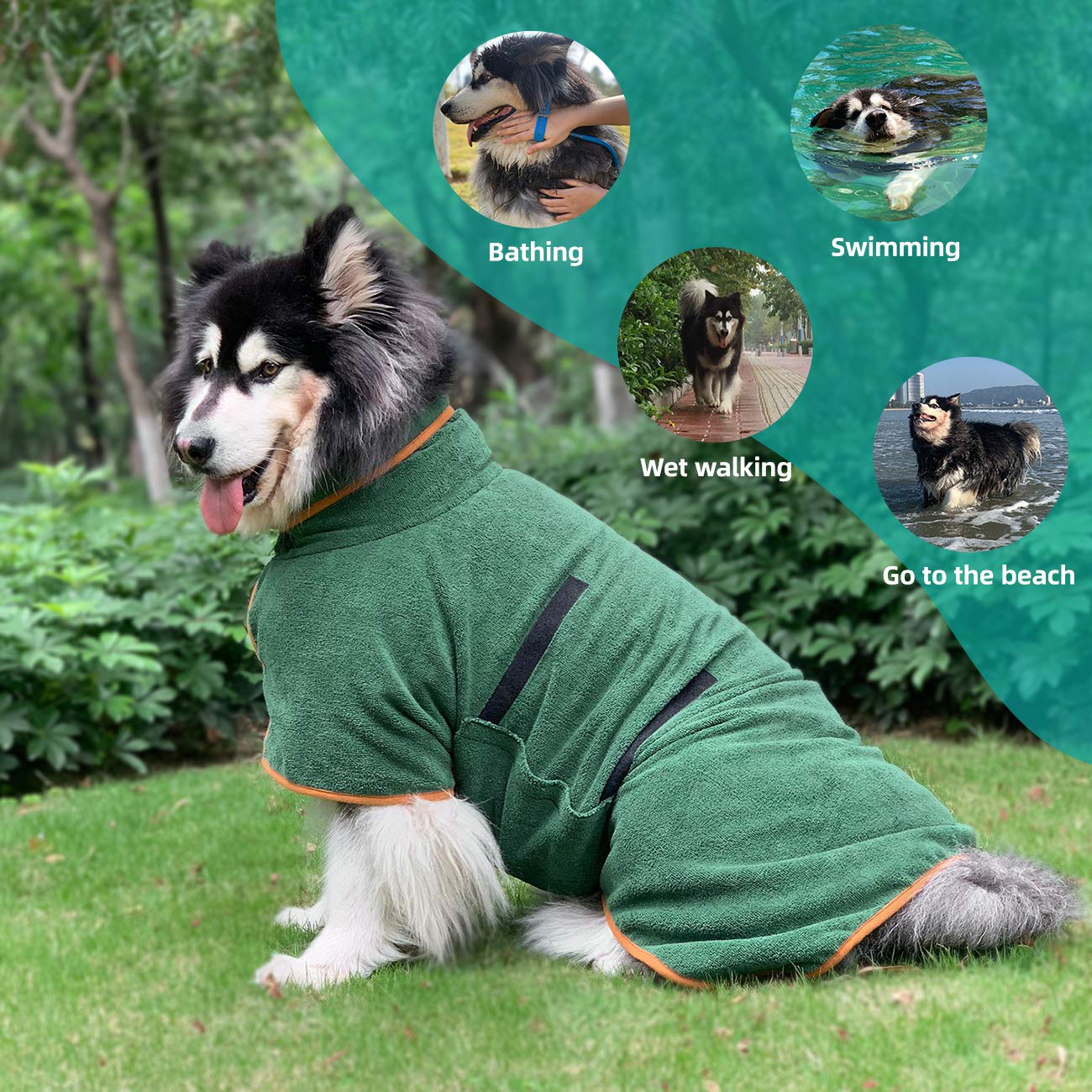 Dog Drying Coat Bathrobe Towel, Microfibre Material Fast Drying Super Absorbent Dog Bath Robe, Pet Quick Drying Moisture Absorbi