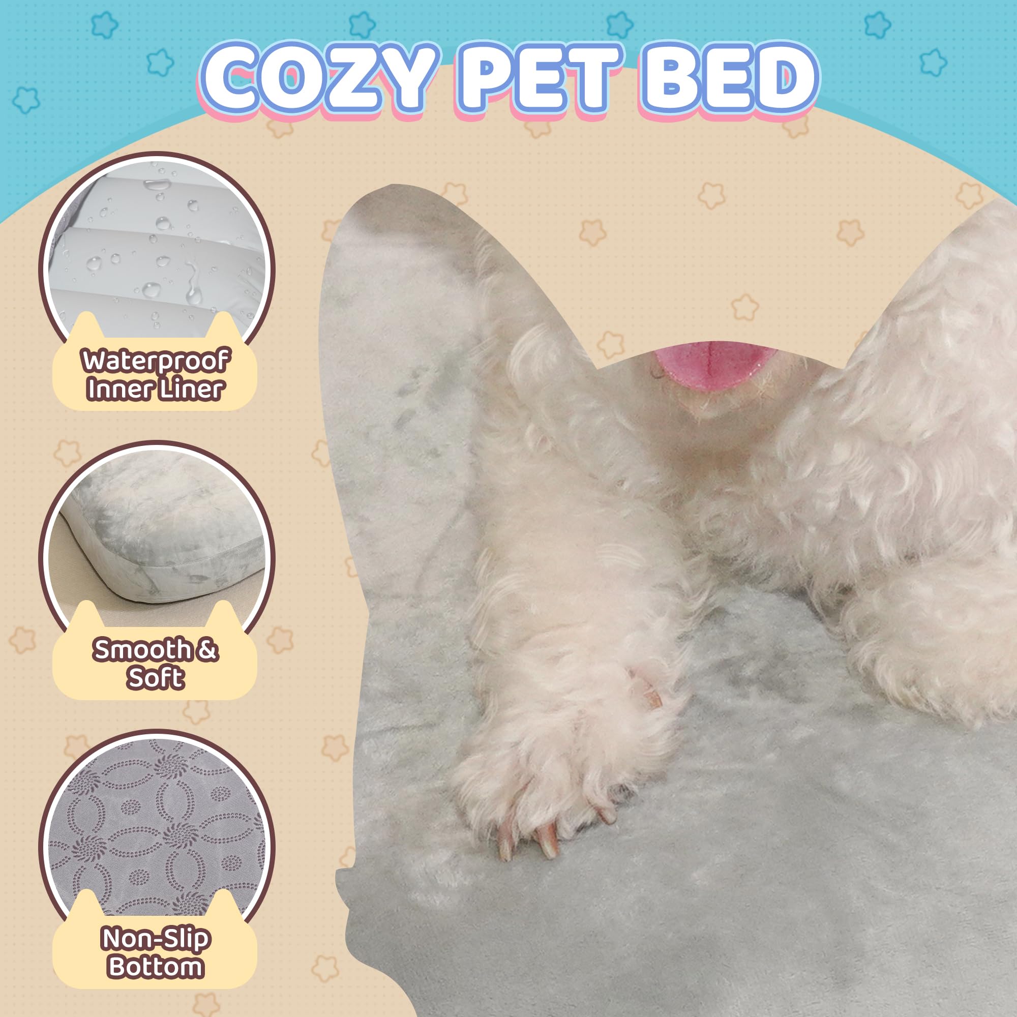 Inflatefly Dog Bed Washable Pet Bed With Waterproof Air Mattress (Crystal Silky, L-41.3X29.5X4.7In)