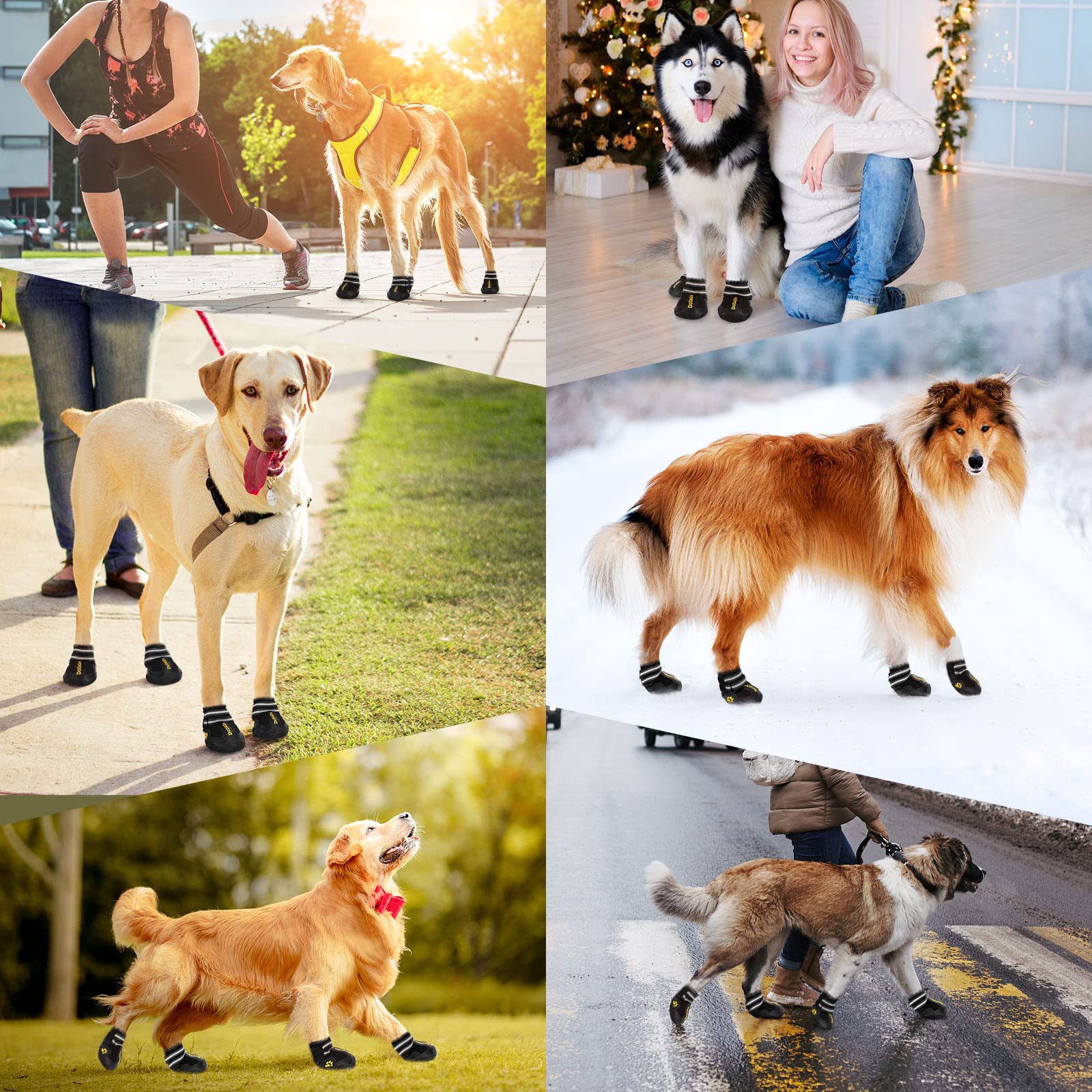 Dcoagt Dog Shoes For Large Dogs Xxl, Waterproof Dog Boots With Anti-Slip Sole Breathable Reflective Paw Protectors Booties For H