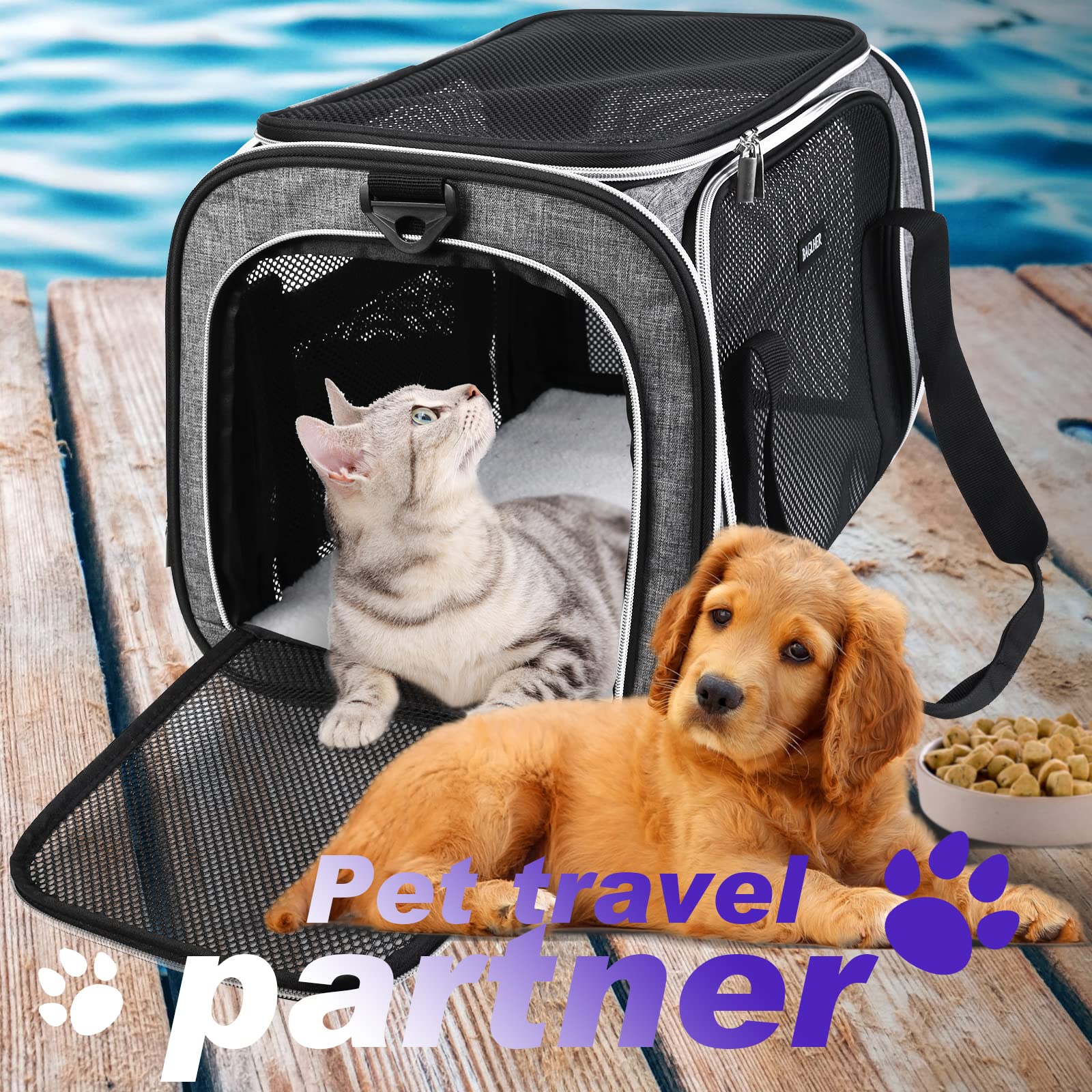 Baglher Pet Travel Carrier, Cat Carriers Dog Carrier For Small Medium Cats Dogs Puppies, Airline Approved Small Dog Carrier Soft