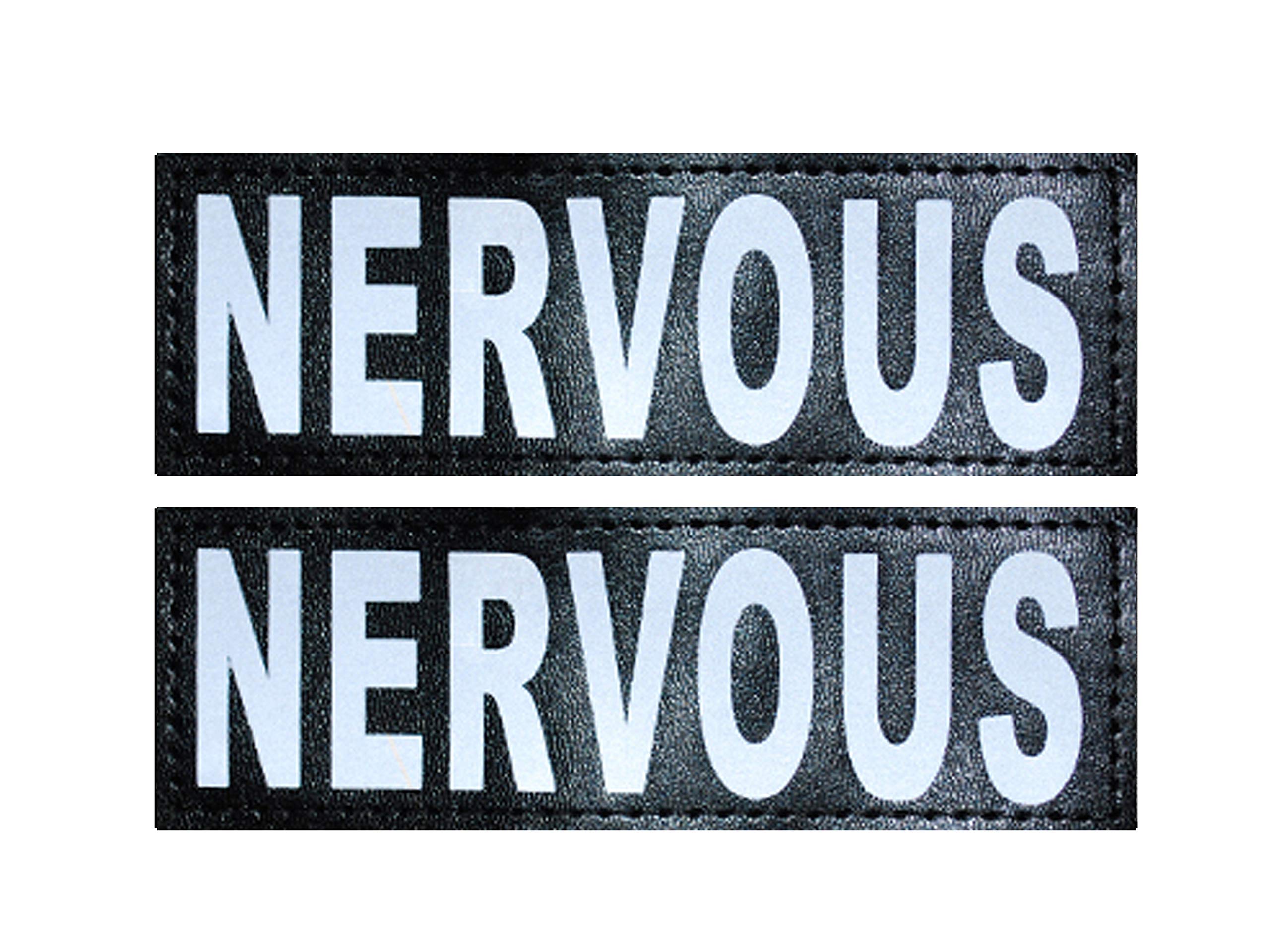 Doggie Stylz Set Of 2 Reflective Nervous Removable Patches With Hook Backing For Working Dog Harnesses & Vests. Durable And Interchangeable - Comes In 3 Sizes Small, Medium And Large