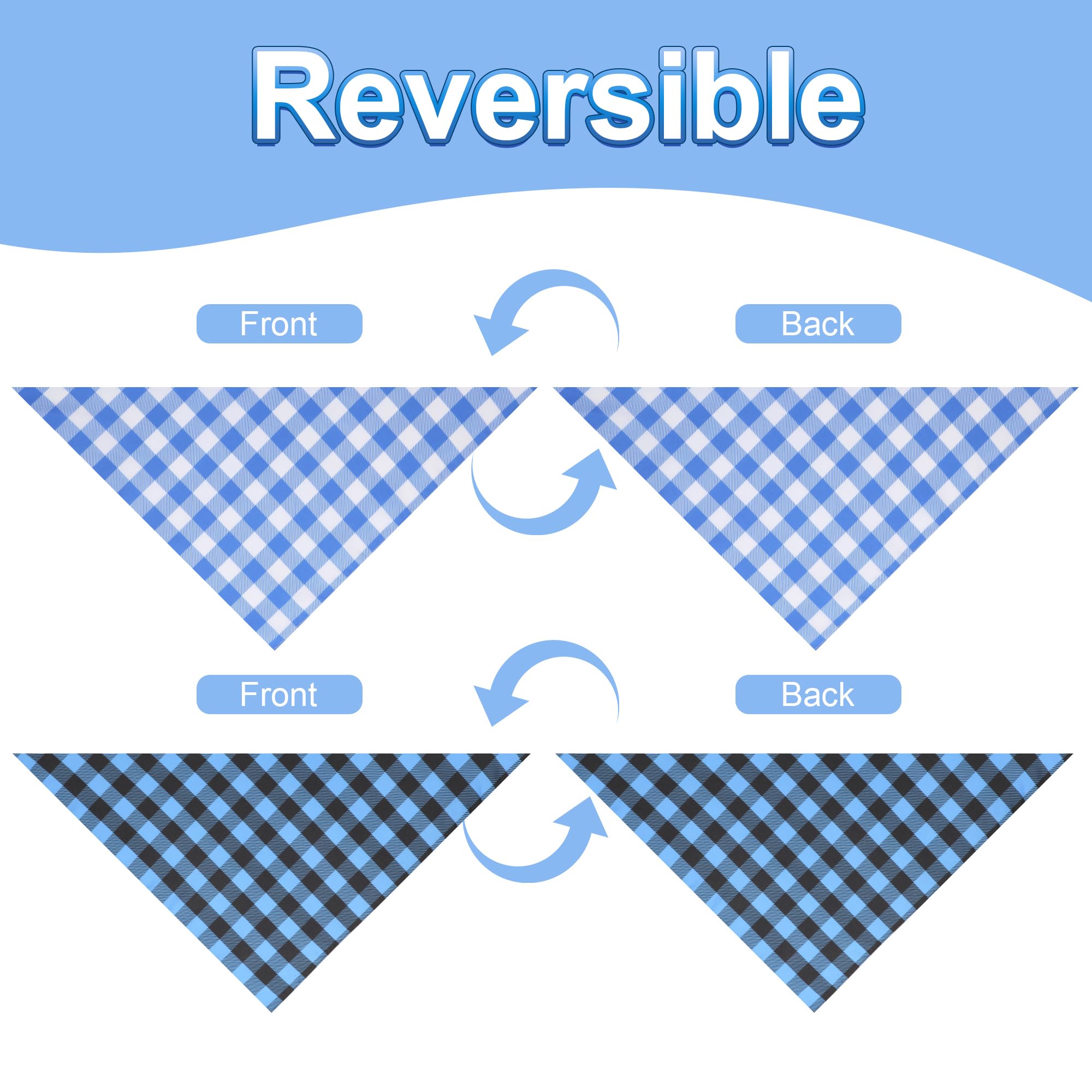 Ququle Dog Bandana Boy Large 2Pcs, Blue Summer Spring Scarf, Durable Triangle Reversible Bibs Handkerchief For Puppy Pet