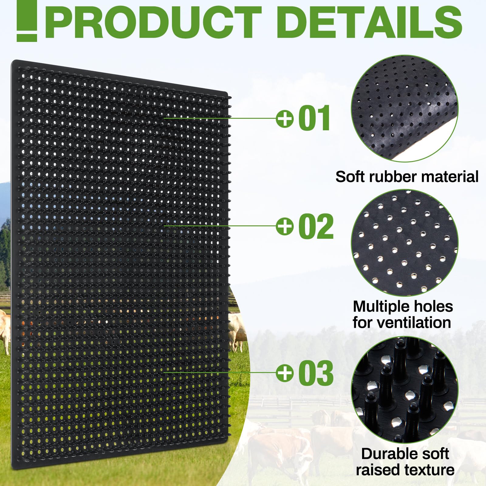 Teenyyou 4 Pack Horse Scratching Post Pad Equine & Bovine Massage Brush Kit 14.1711.81 Horse Cattle Scratchers Safe Soft Itc