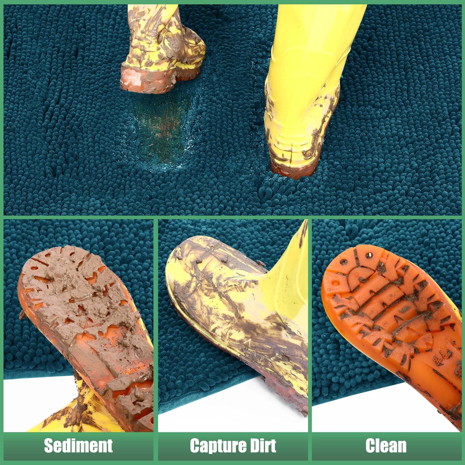 IM HOME Durable Chenille Absorbent Outdoor Doormat 25 x 71, Muddy Washable Door Mats for Dog Non Slip Heavy Indoor Doormat Soft