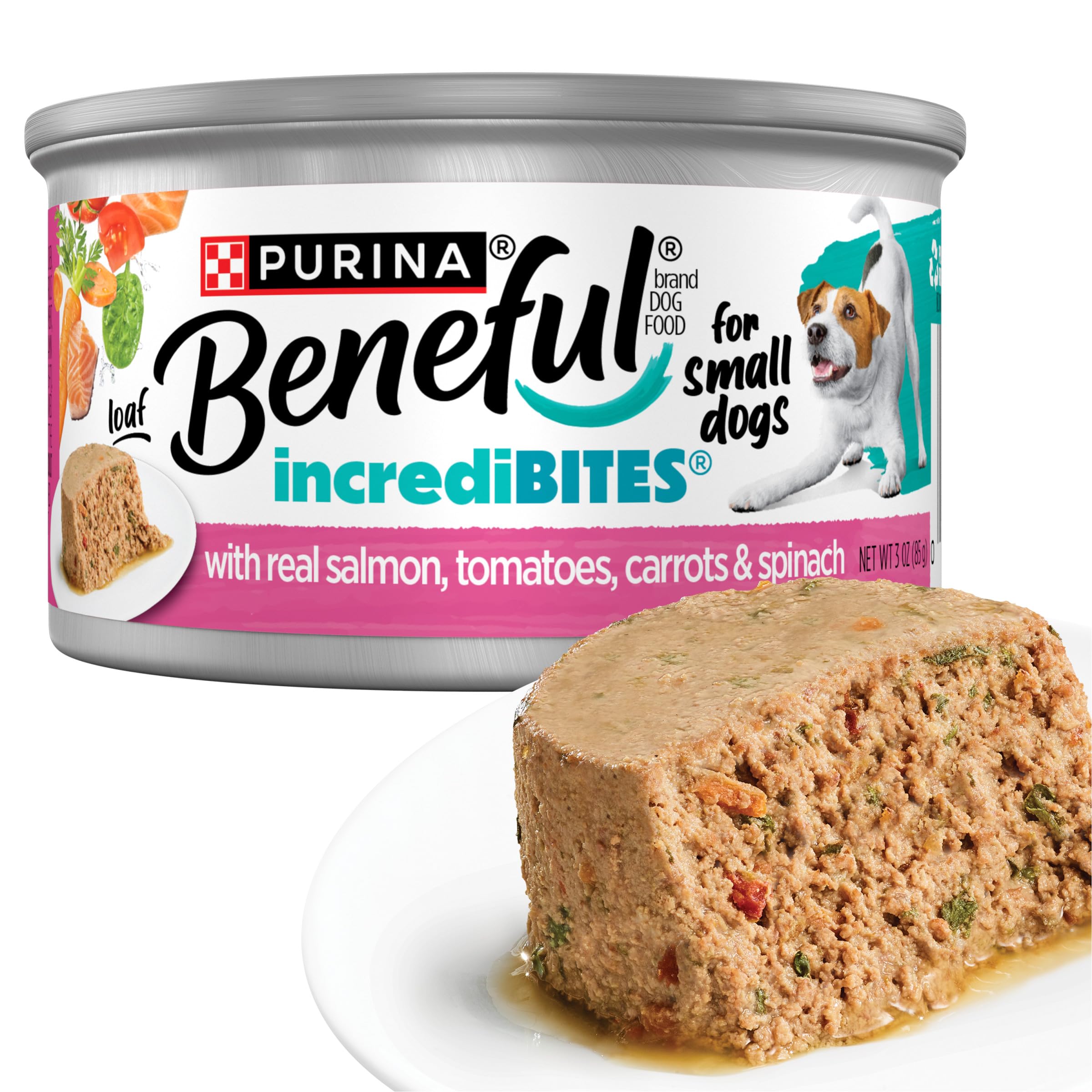 Purina Beneful Small Breed Wet Dog Food, IncrediBites Loaf With Real Salmon Recipe - (Pack of 12) 3 oz. Cans